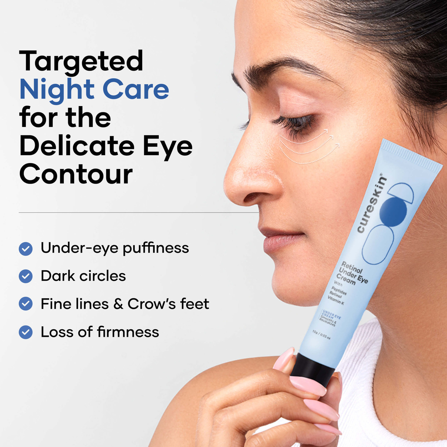 Image of cureskin Vitamin K + Retinol 0.1% Eye Cream | Dark Circles, Wrinkles and Lines