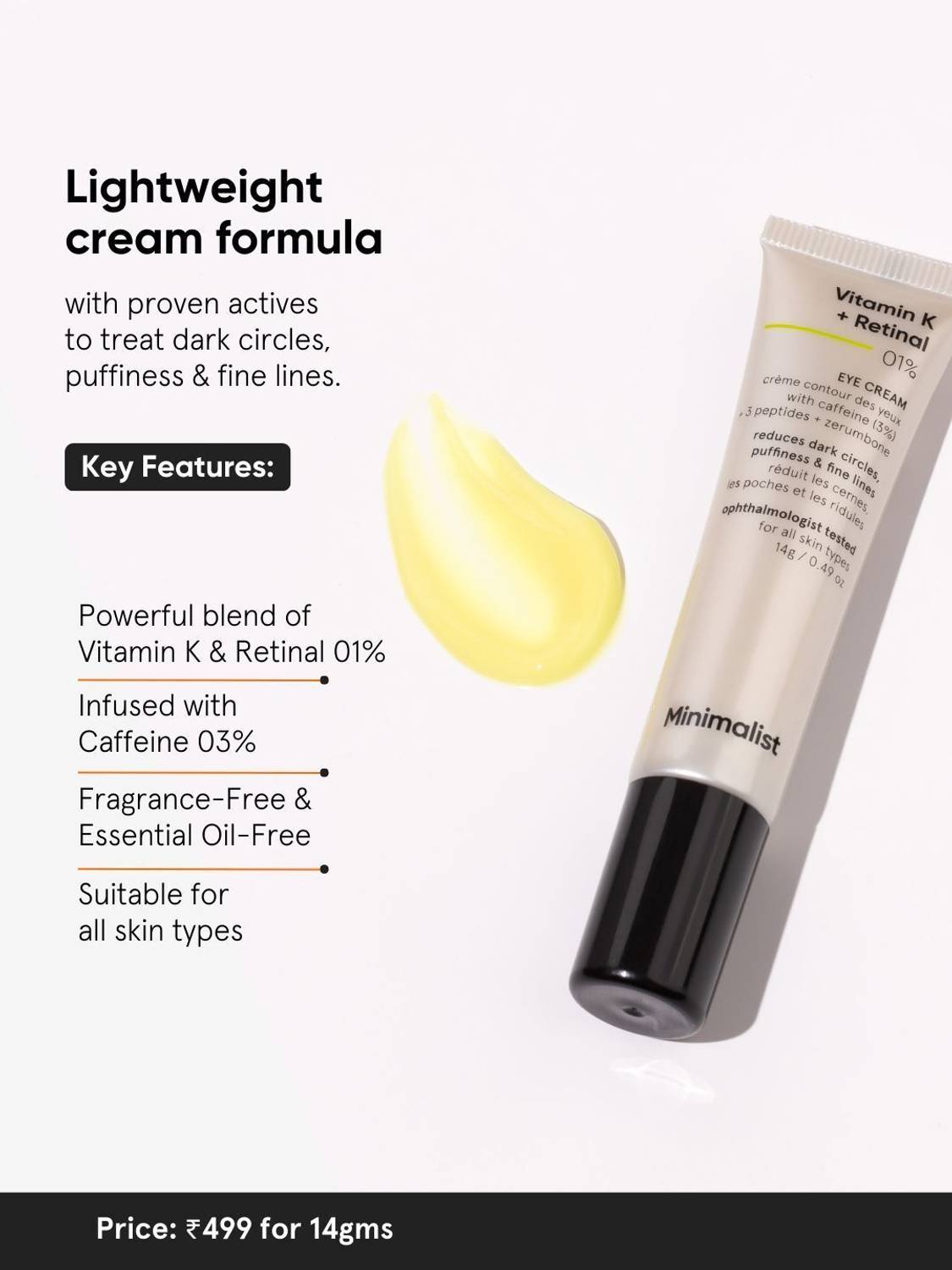 Minimalist Vitamin K + Retinal 01% Eye Cream 14g - Image 3
