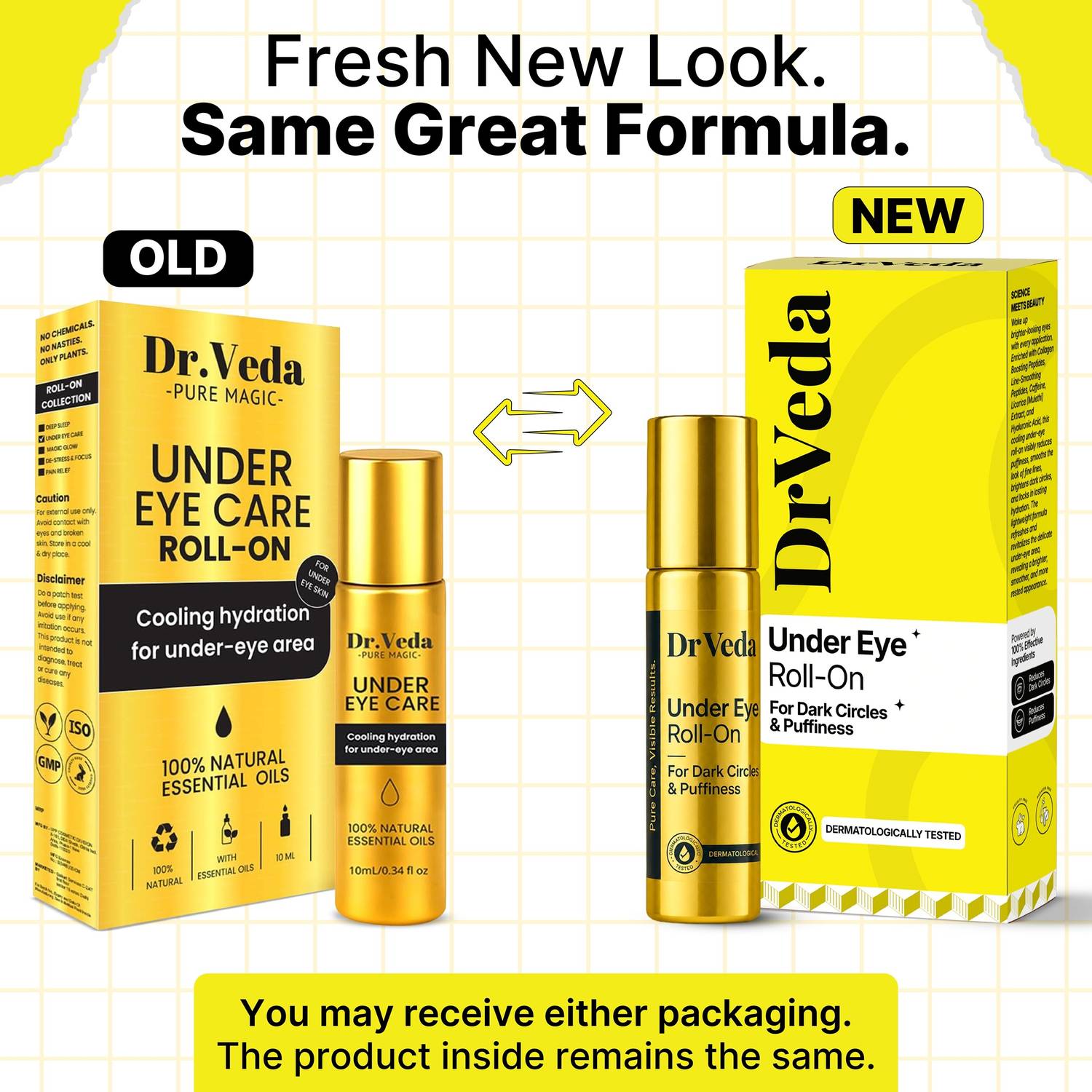 DrVeda Under Eye Cream Roll On for Dark Circles, Puffiness & Fine - Image 3