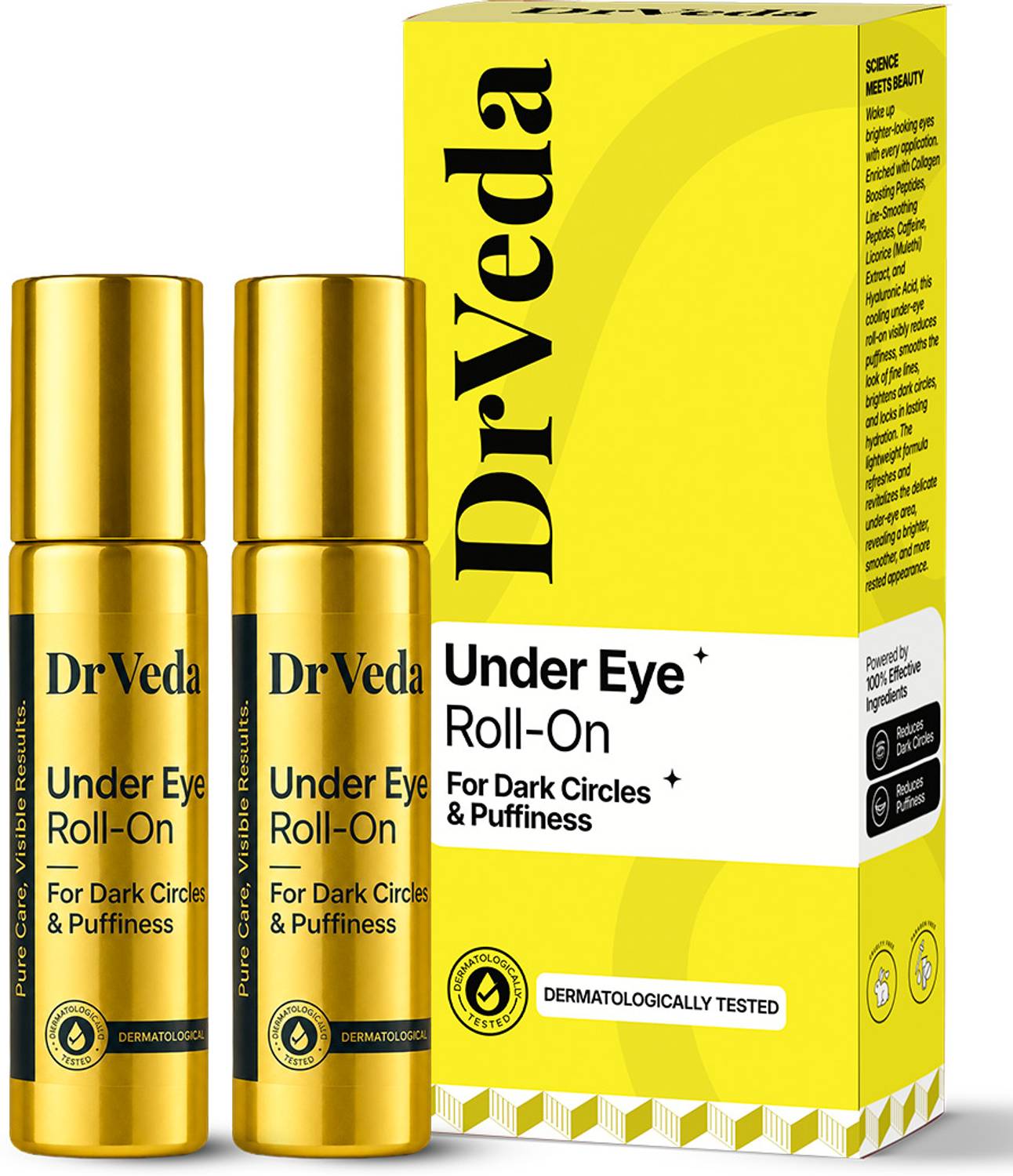 DrVeda Under Eye Cream Roll On for Dark Circles, Puffiness & Fine - Image 1