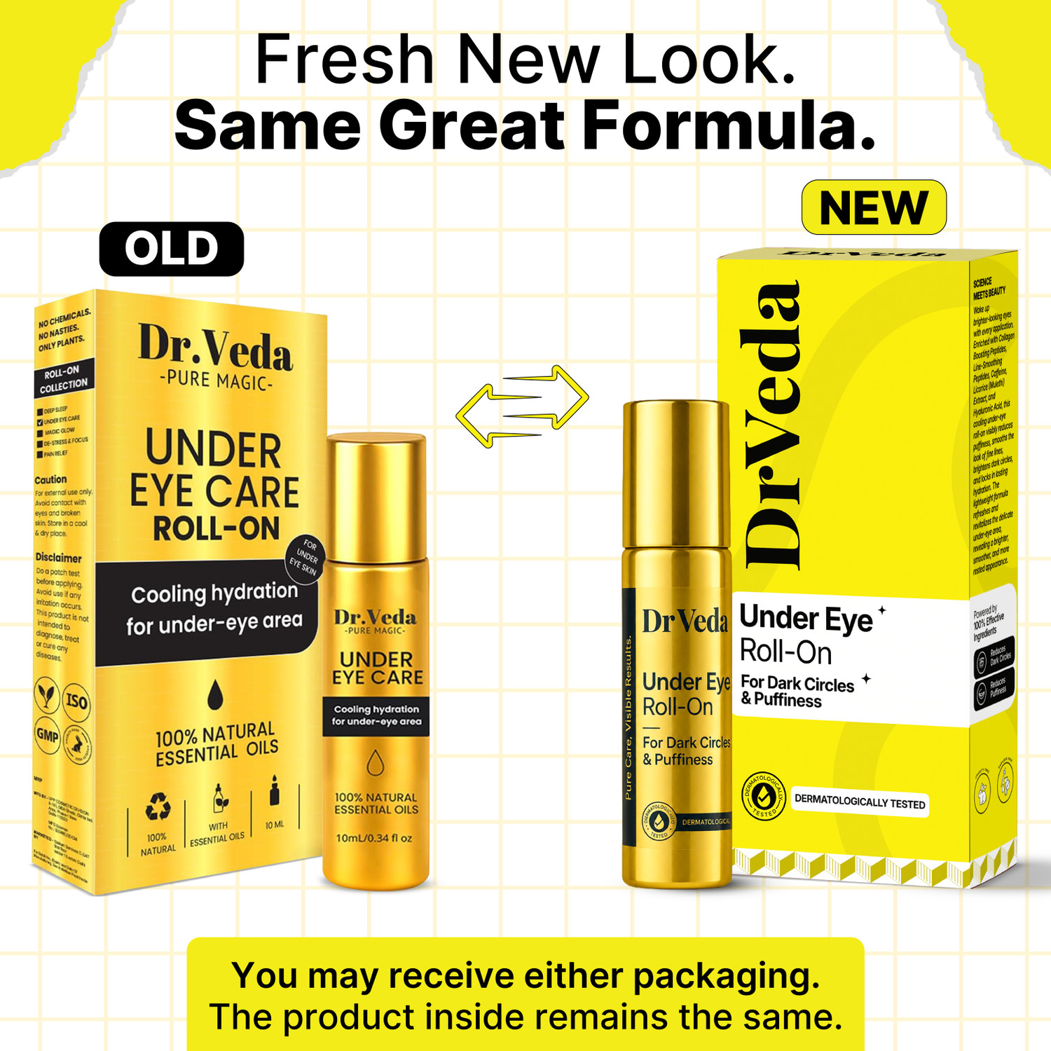 Image of DrVeda Under Eye Care Roll On for Dark Circles, Puffiness & Fine Lines � 100% Natural