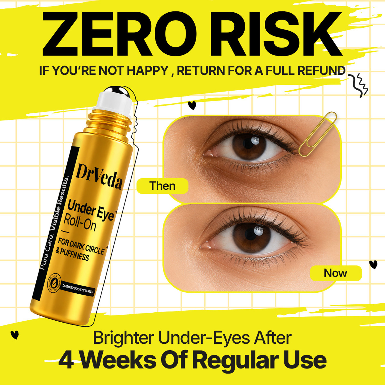 Image of DrVeda Under Eye Roll On for Dark Circles, Puffiness & Fine Lines - Naturally Effective