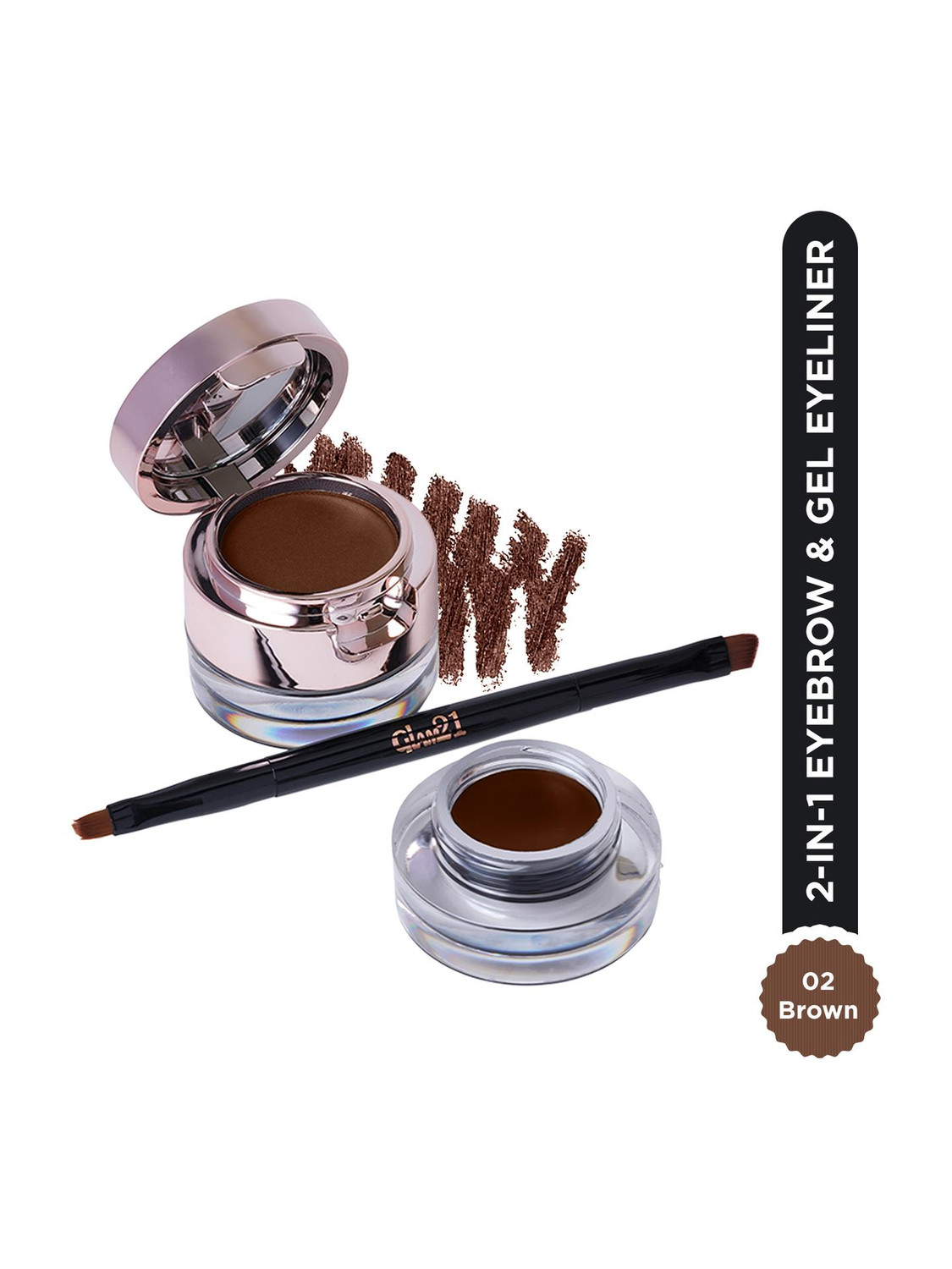 Glam21 Cosmetics 2-in-1 Eyebrow & Gel Eyeliner-24 Hours Stay Quick Dry, Smudge & Waterproof-Brown 4 g