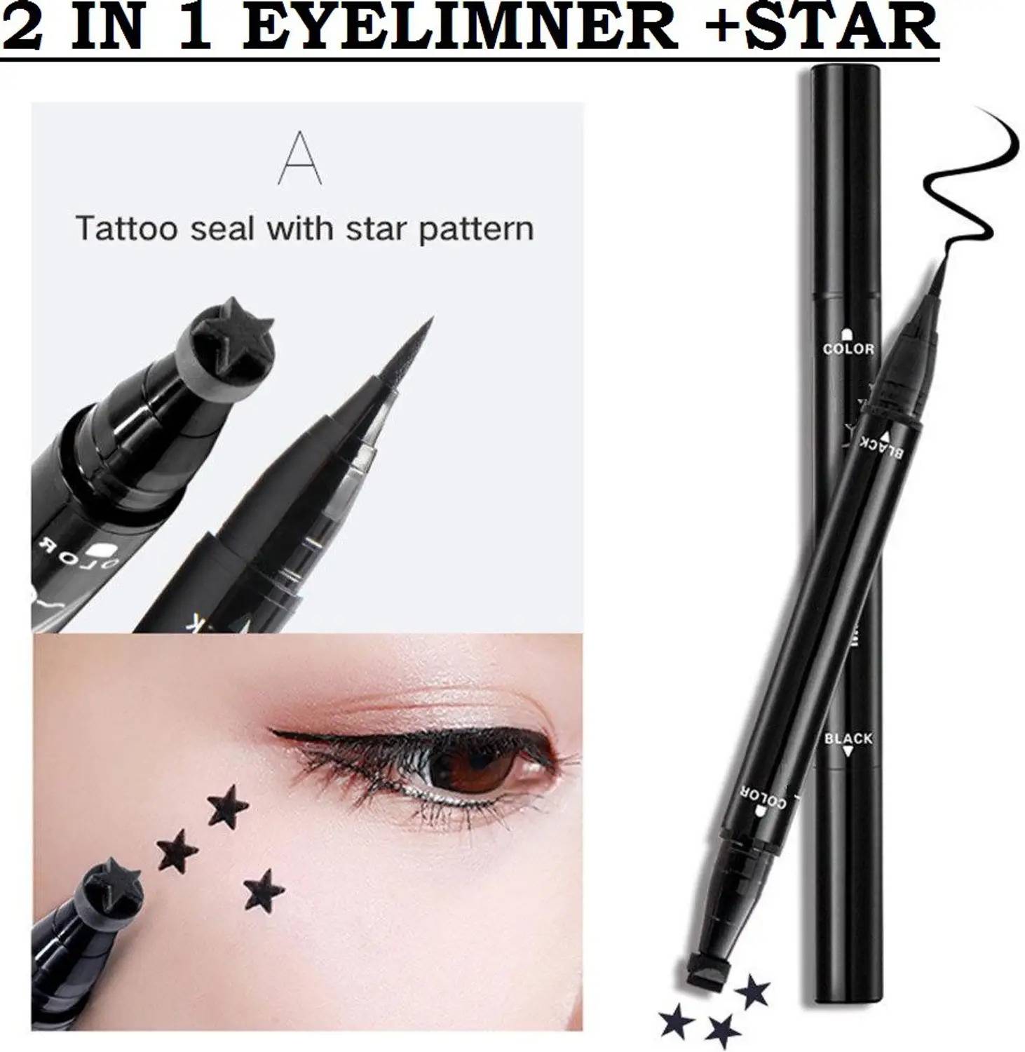 SHENYCOLORS 2 in 1 Eyeliner Pen Waterproof with Makeup Star 10 g