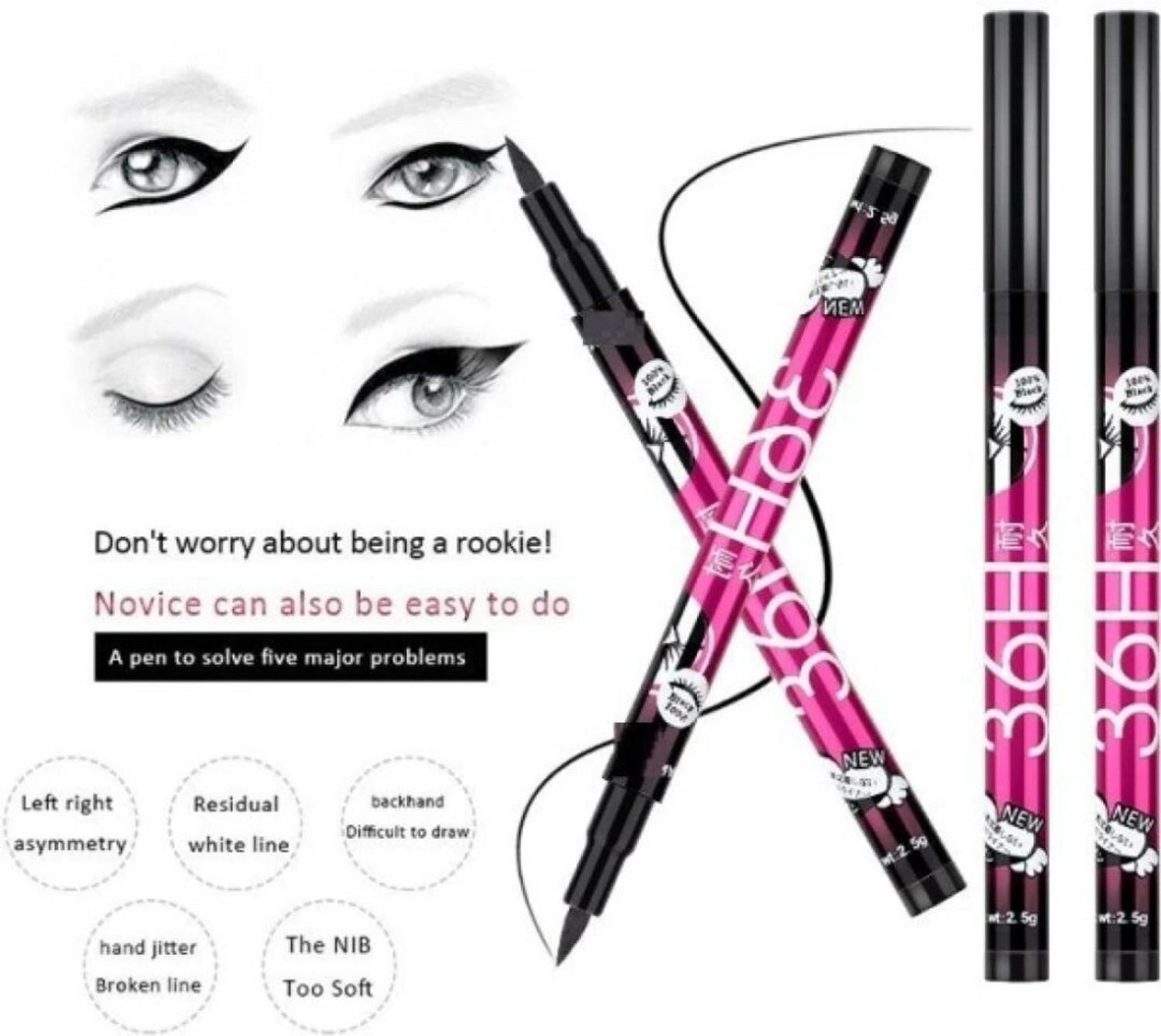 Image of Yuvami's Pack of 3 High quality waterproof liquid-eye liner 36 Hours stay smudge Proof 9 g