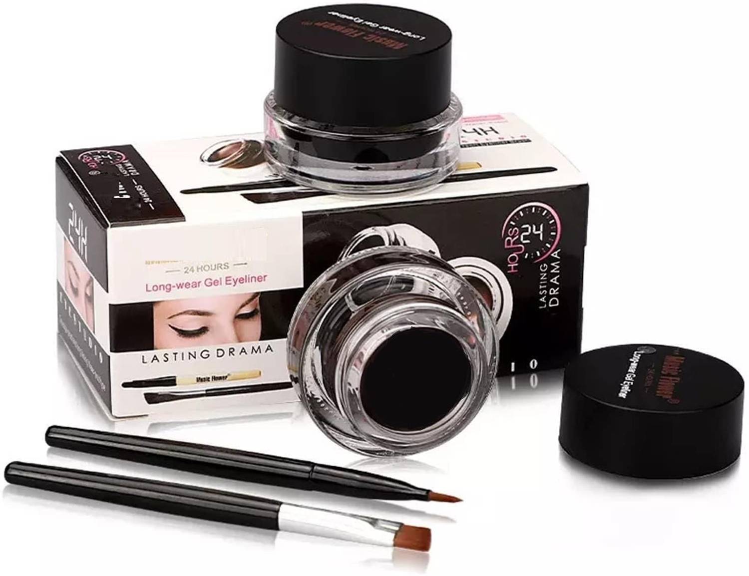bevauty Black Gel Eyeliner Set,Long Lasting Gel With Matte Finish 6 ml