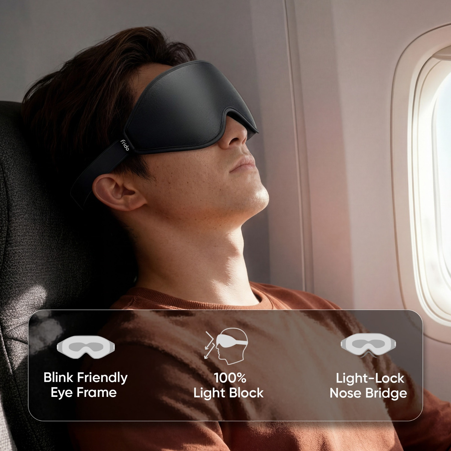 Image of Frido 3D Eye Mask for Unisex | 100% Blackout Sleep Mask with Adjustable Straps