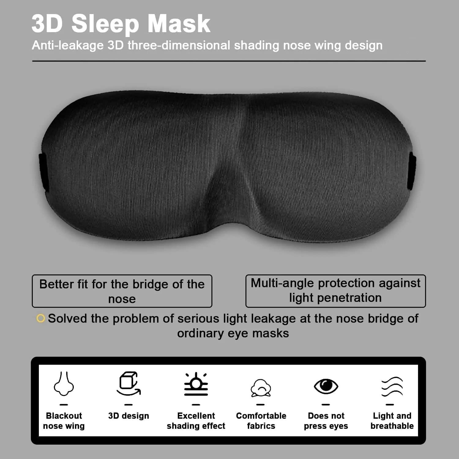 Image of Greeva 3D Contoured Eye Mask, Comfortable Super Smooth Sleep Mask Flexible & Adjustable