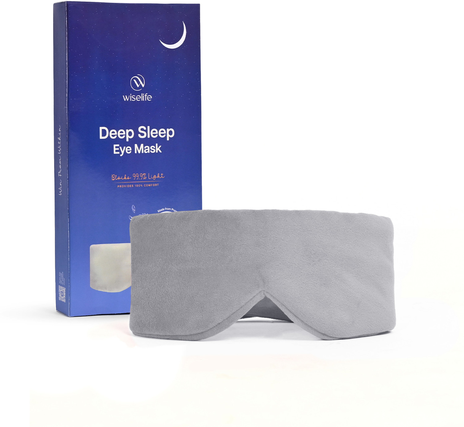 Wiselife Silk Velvet Sleep Eye Mask For Men & Women | Ultra Smooth & Adjustable - Grey