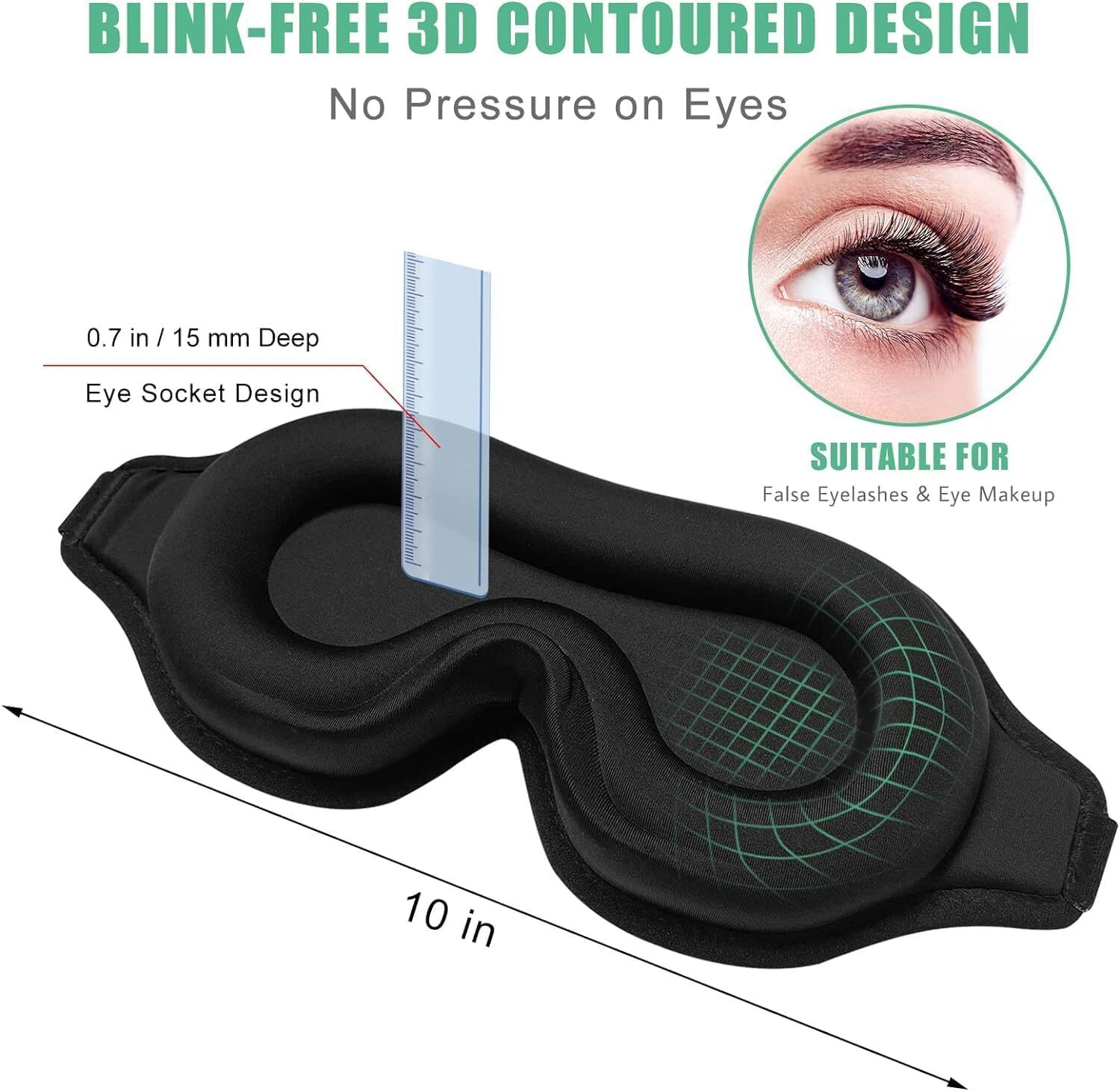 Image of TRK HUB 3D Memory Foam Sleeping Mask for Men Women Sleep Mask Blind Fold Eye Cover Pad