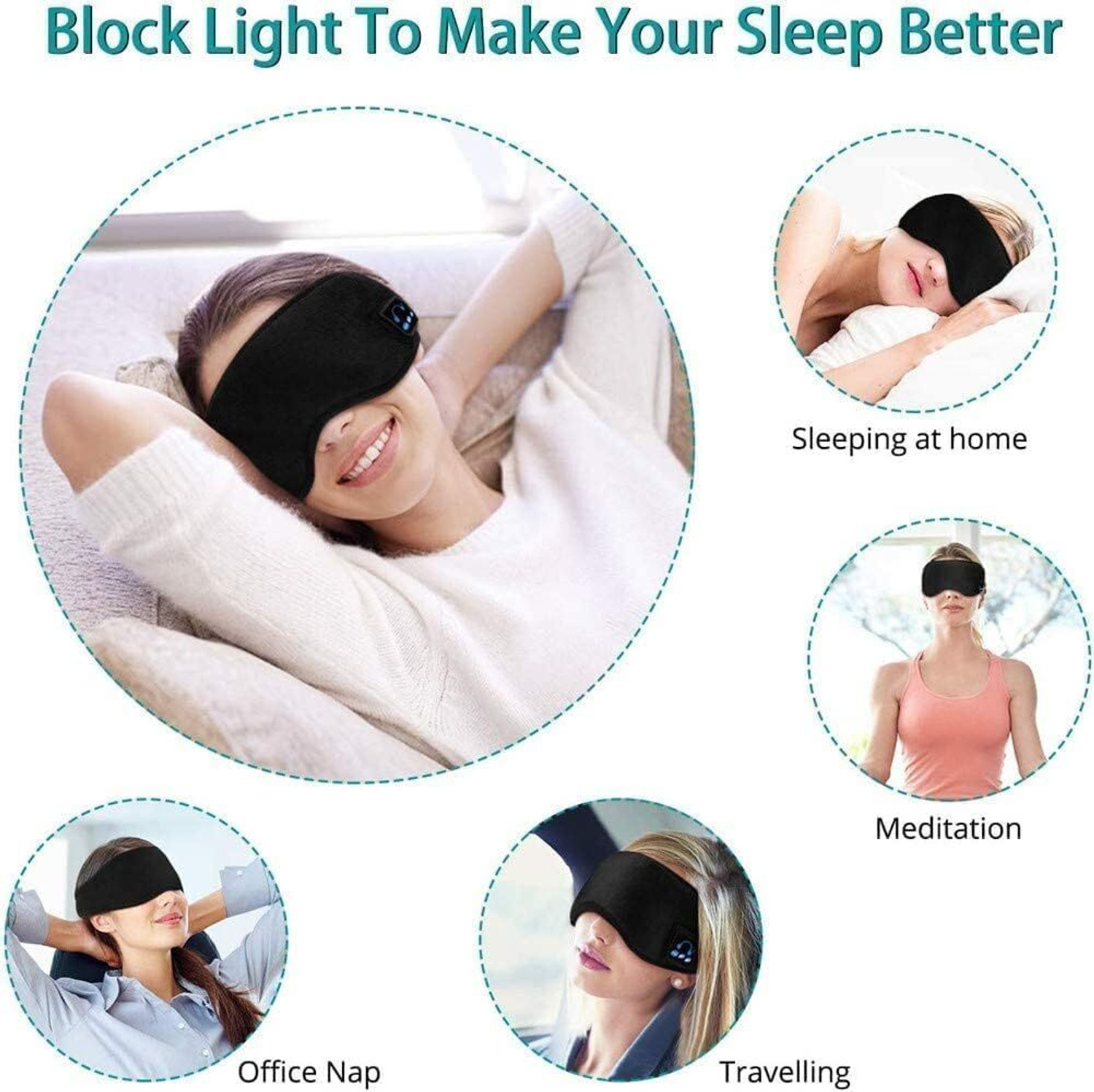 Image of JANCOM Wireless Sleep Mask With Bluetooth For Women & Men (299 g)