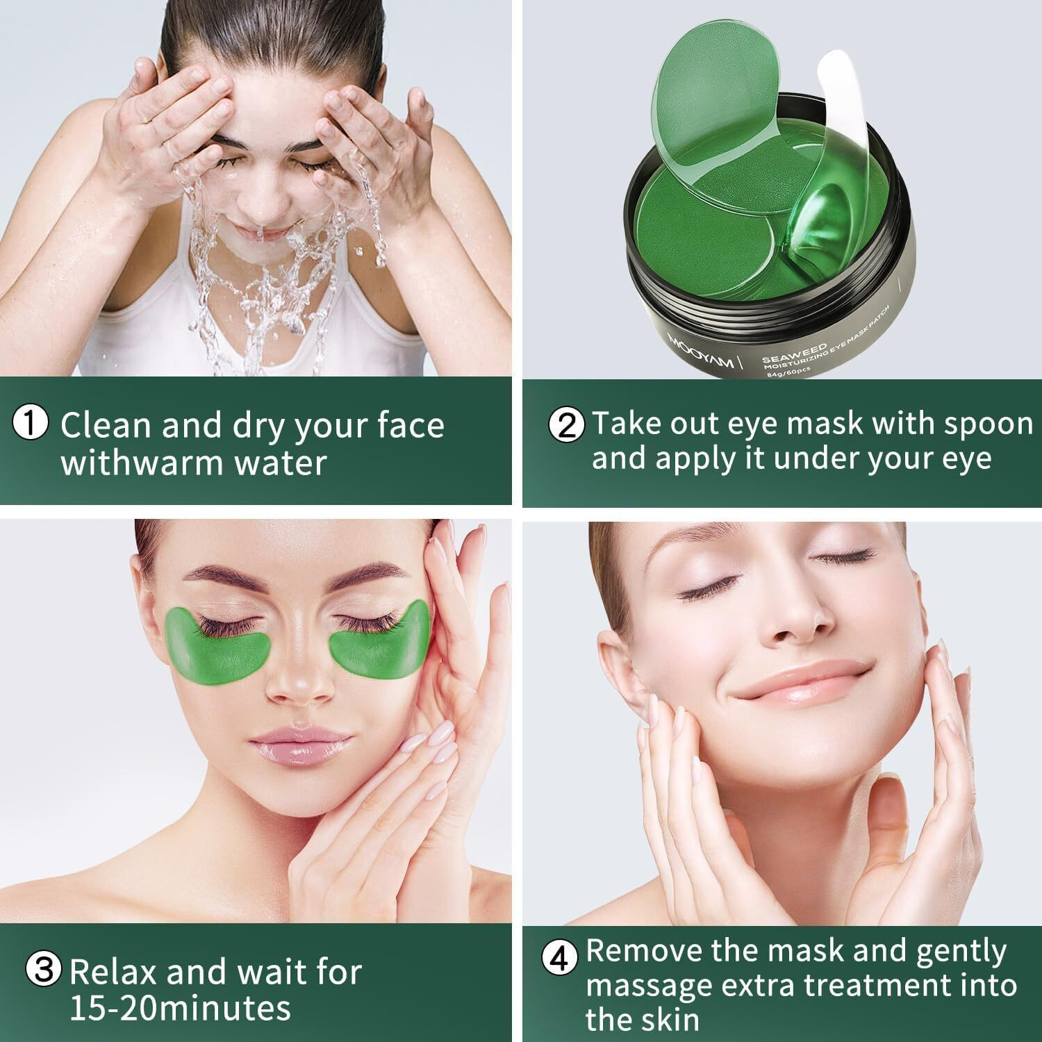 Image of HGC 24K Gold Under Eye Patches for Dark Circles, Puffiness & Wrinkles - 60 Pcs
