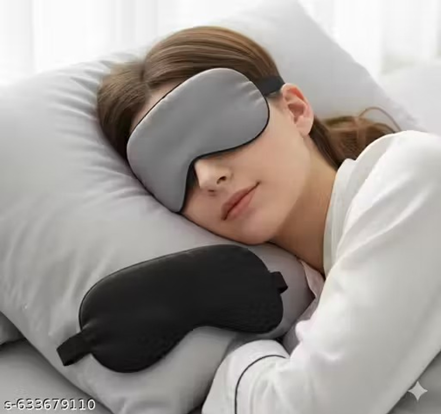 Image of Emutz Relaxation & Eye Pain Relief (Black, Grey) (Pack Of 2) Eye Mask for Sleeping