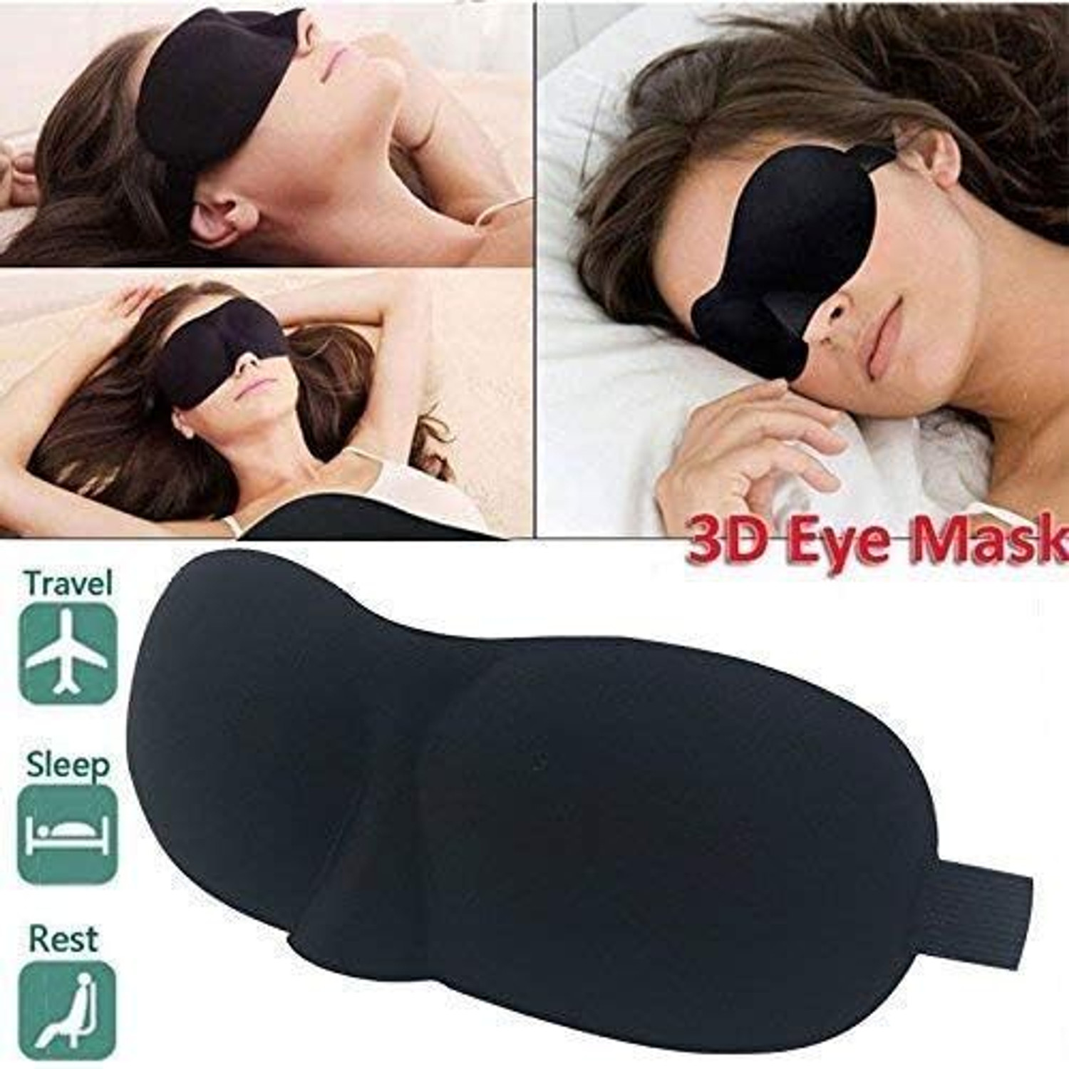 Image of Shree Ganesh Enterprice Eye Mask Night Sleep Eye black 3D Cotton Cover Super Soft & Smooth Travel Masks (1 ml)