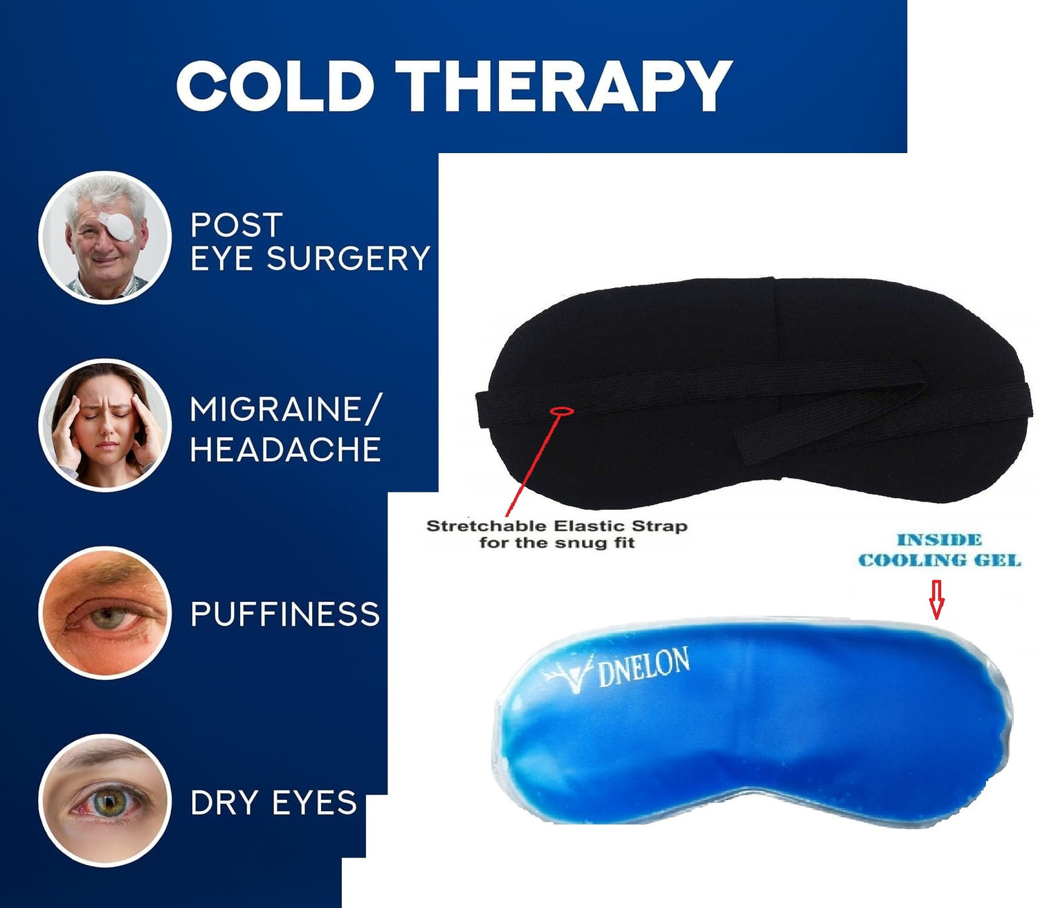 Image of DNelon Gel Eye Mask For Dark Circles,Dry Eyes, Cooling Eyes, Pain Relief,(1 PCS)