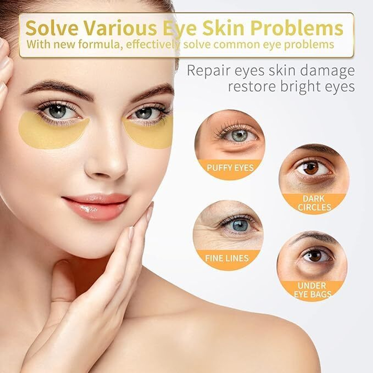 Image of Kwaanie 24K GOLD EYE PATCHES FOR WOMEN ( COLOR- GOLD) PACK OF 1
