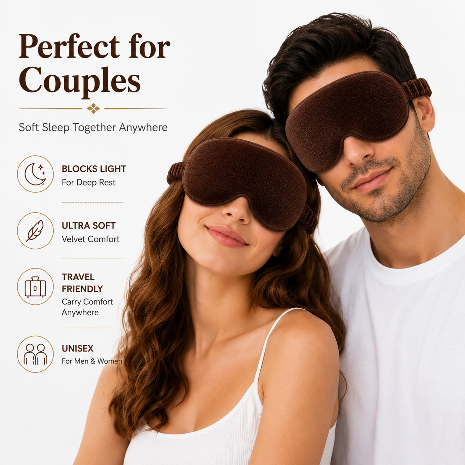 Image of Deri Bella Lifestyle Brown Premium Soft Velvet Sleep Eye Mask | Ultra Soft & Gentle Light Blocking