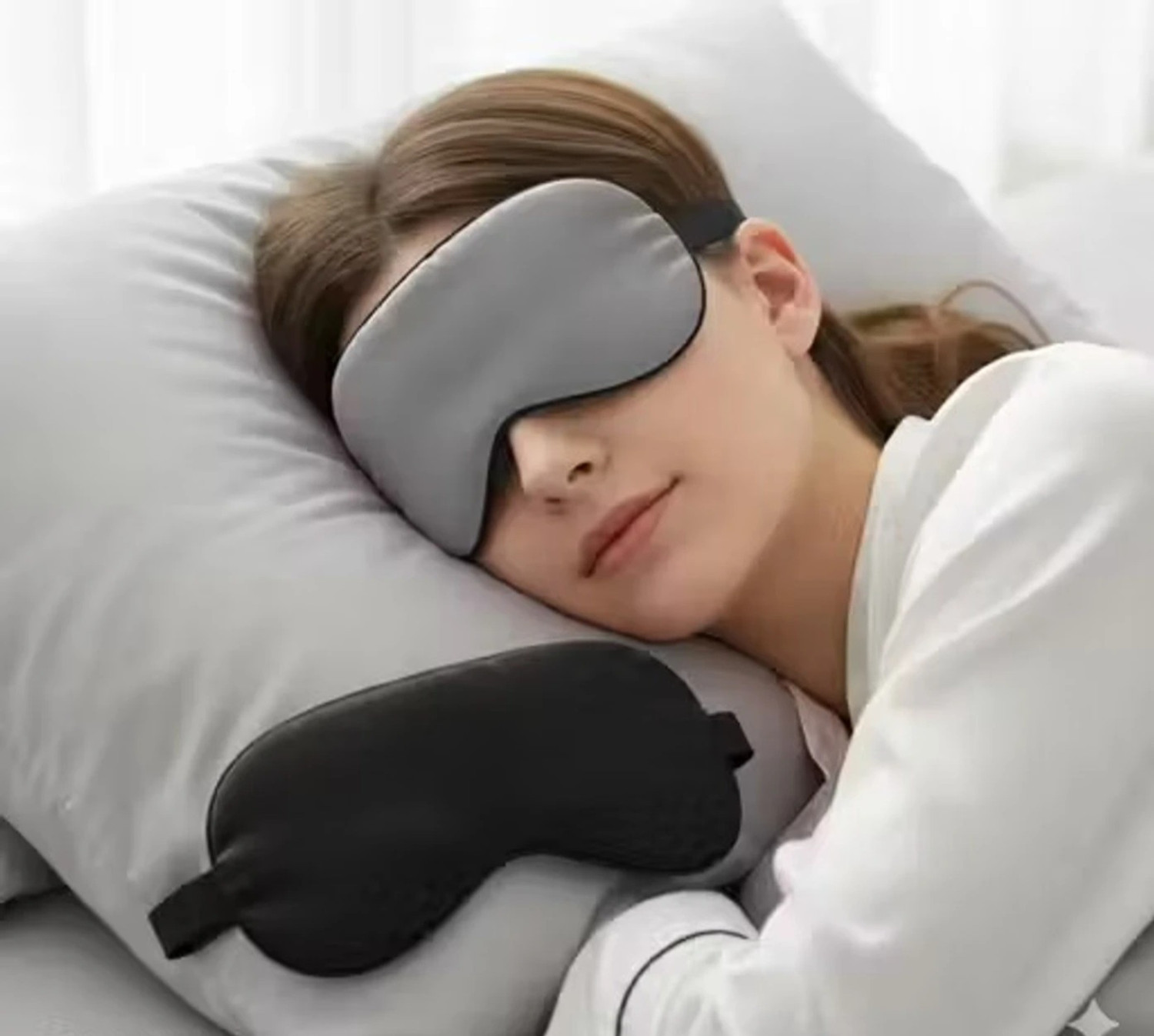 Image of Emutz Eye Mask Super Smooth, Secure Fit (Black, Grey) (Pack Of 2) (2 g)