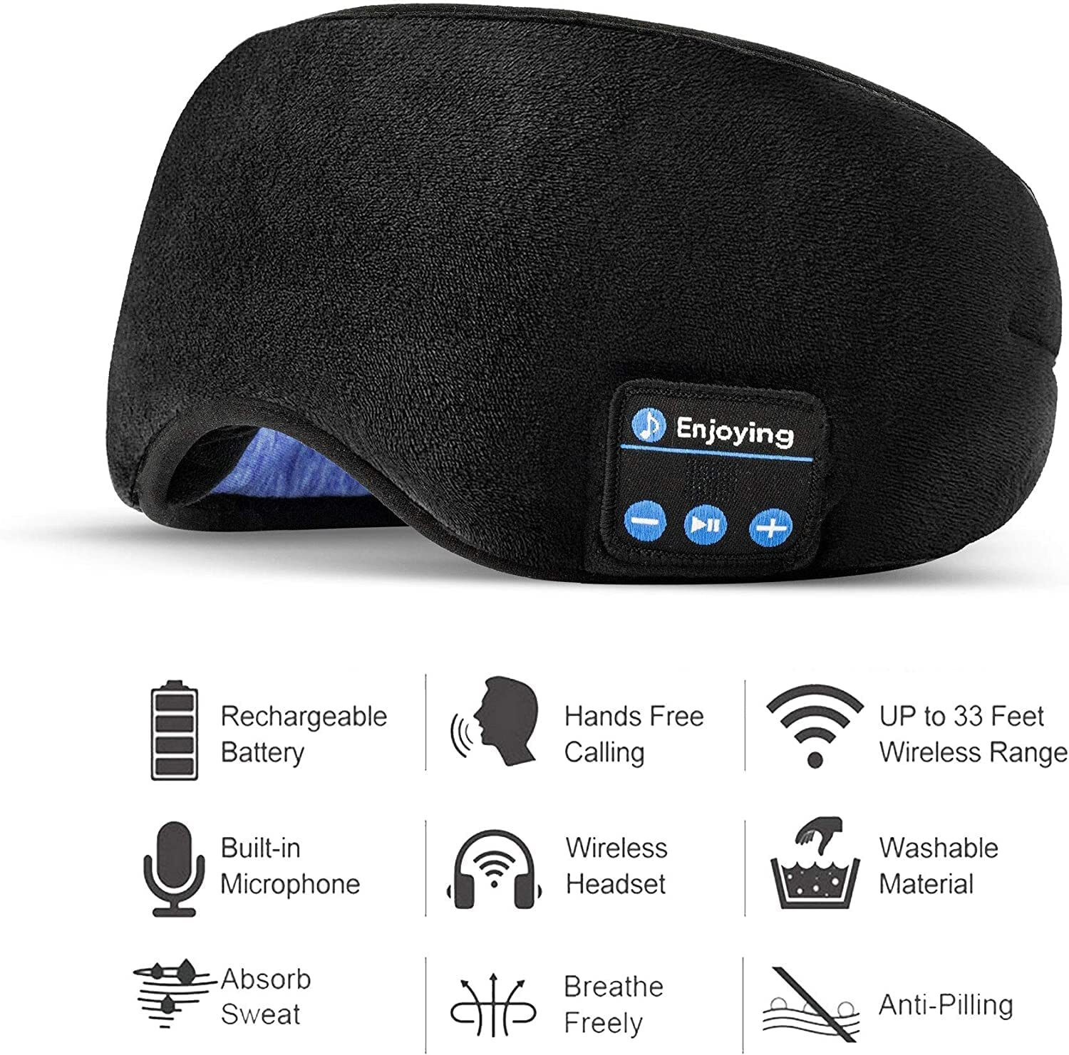 Image of JANCOM Wireless Sleep Mask With Bluetooth For Women & Men (299 g)