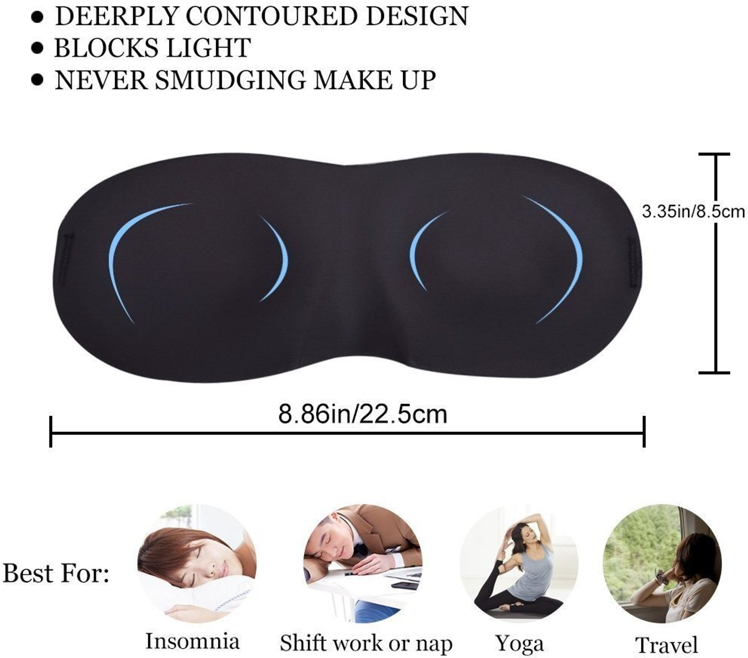 Image of Greeva 3D Contoured Eye Mask, Comfortable Super Smooth Sleep Mask Flexible & Adjustable