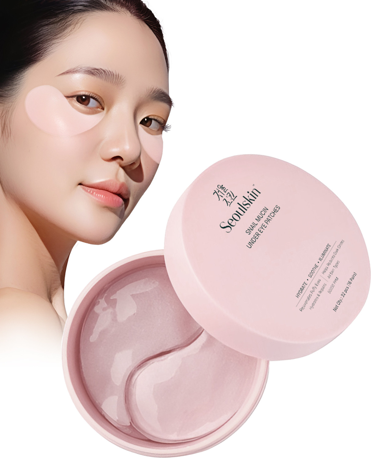 Image of Seoulskin Snail Mucin Eye Patches - Hydrates, Repairs, Reduces Puffiness & Dark Circles. (32 g)