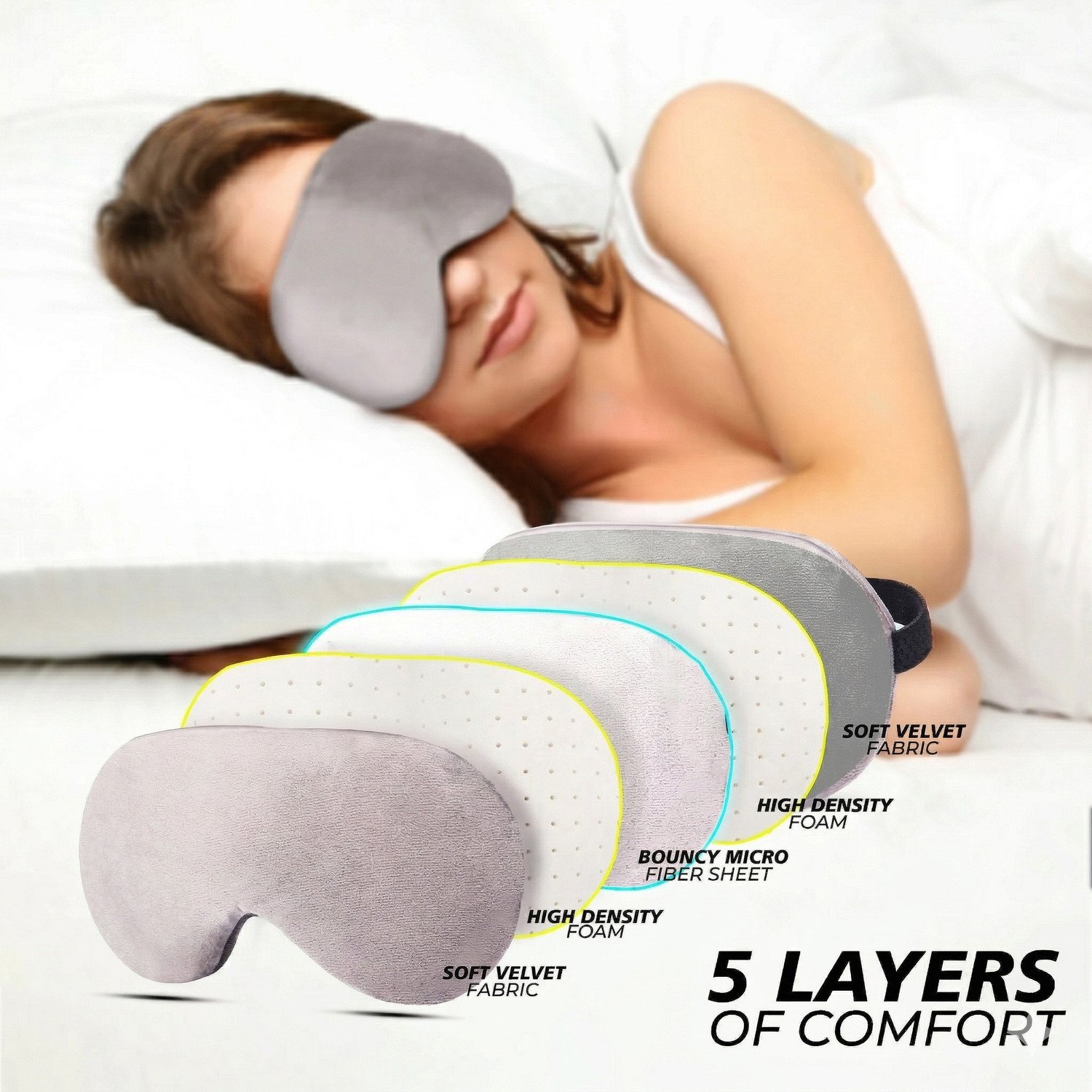 Image of Bonfit nap Eye For Sleeping travalling meditation Mashk light block Mask
