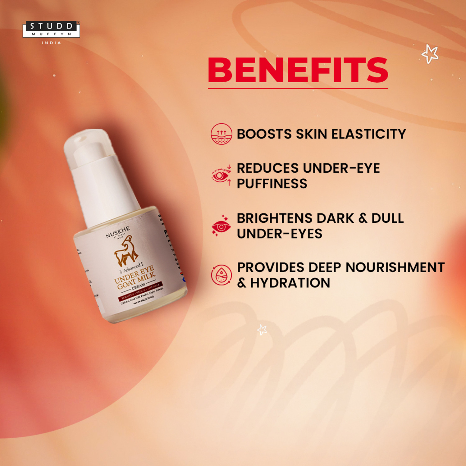 Image of Nuskhe By Paras Under Eye Goat Milk for Puffy Eyes | Vitamin E | Sweat Almond Oil |