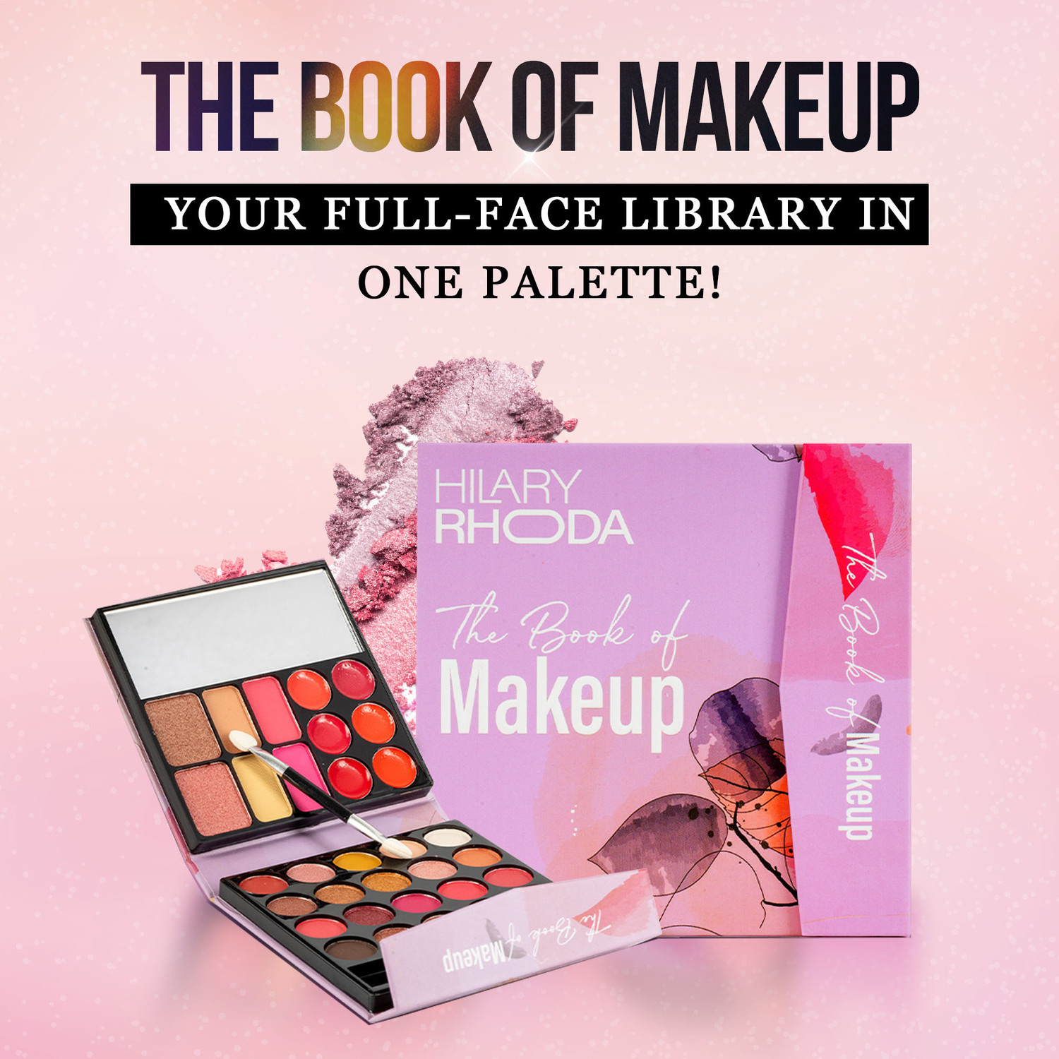 Image of Hilary Rhoda The Book of Makeup | 20 Eyeshadows & 2 Highlighters | 2 Blushes & 2 Contours | 23.4 g