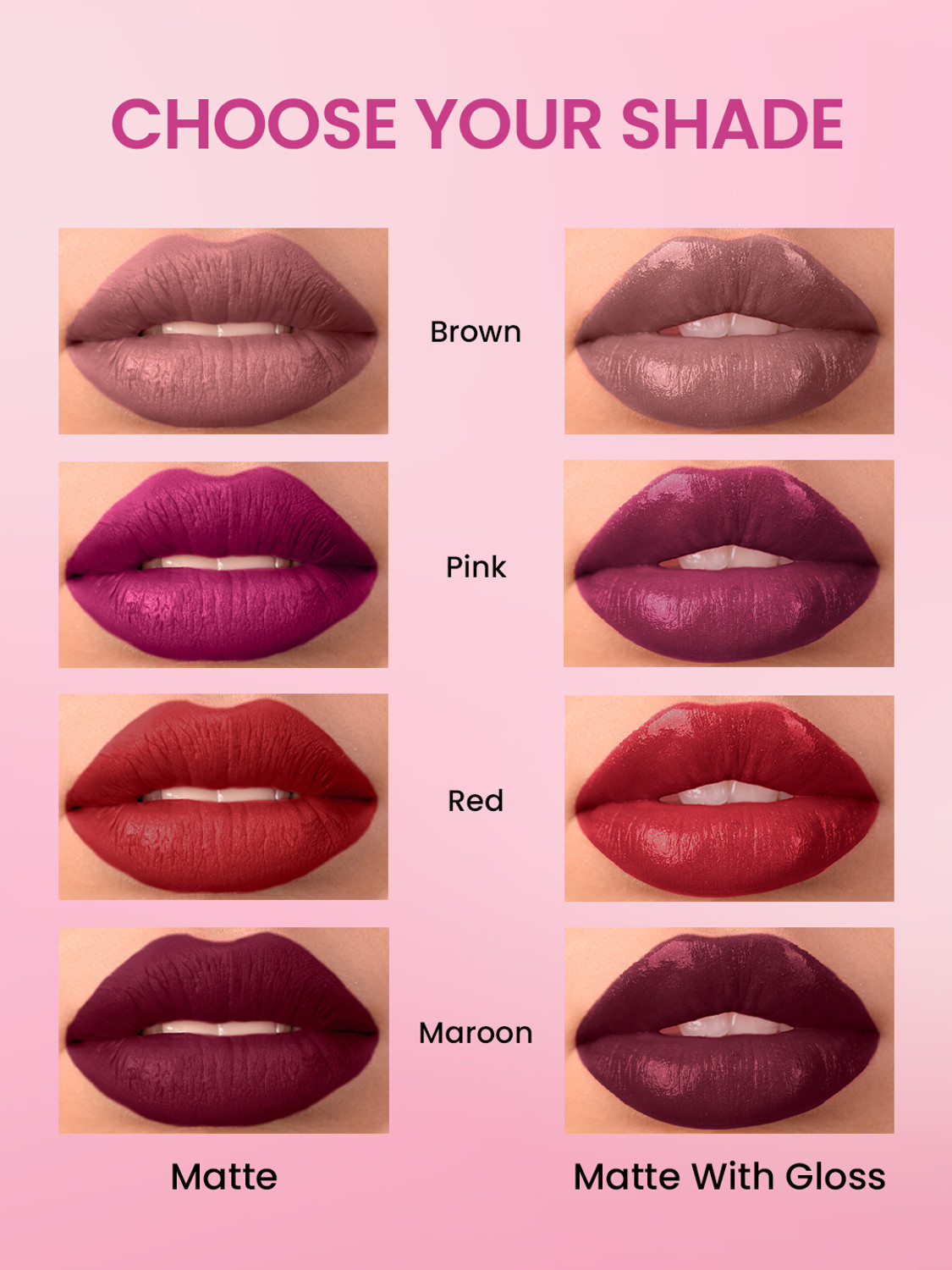 Image of SWISS BEAUTY Duo Lipstick | Matte Liquid + Glossy Lipgloss | Smudge Proof Long Lasting 10 ml
