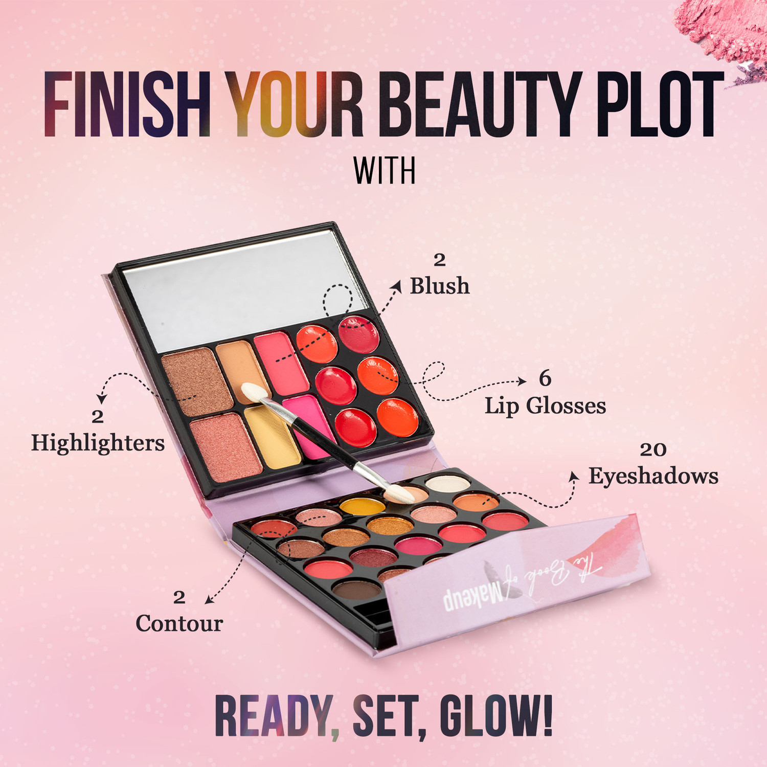 Image of Hilary Rhoda The Book of Makeup | 20 Eyeshadows & 2 Highlighters | 2 Blushes & 2 Contours | 23.4 g