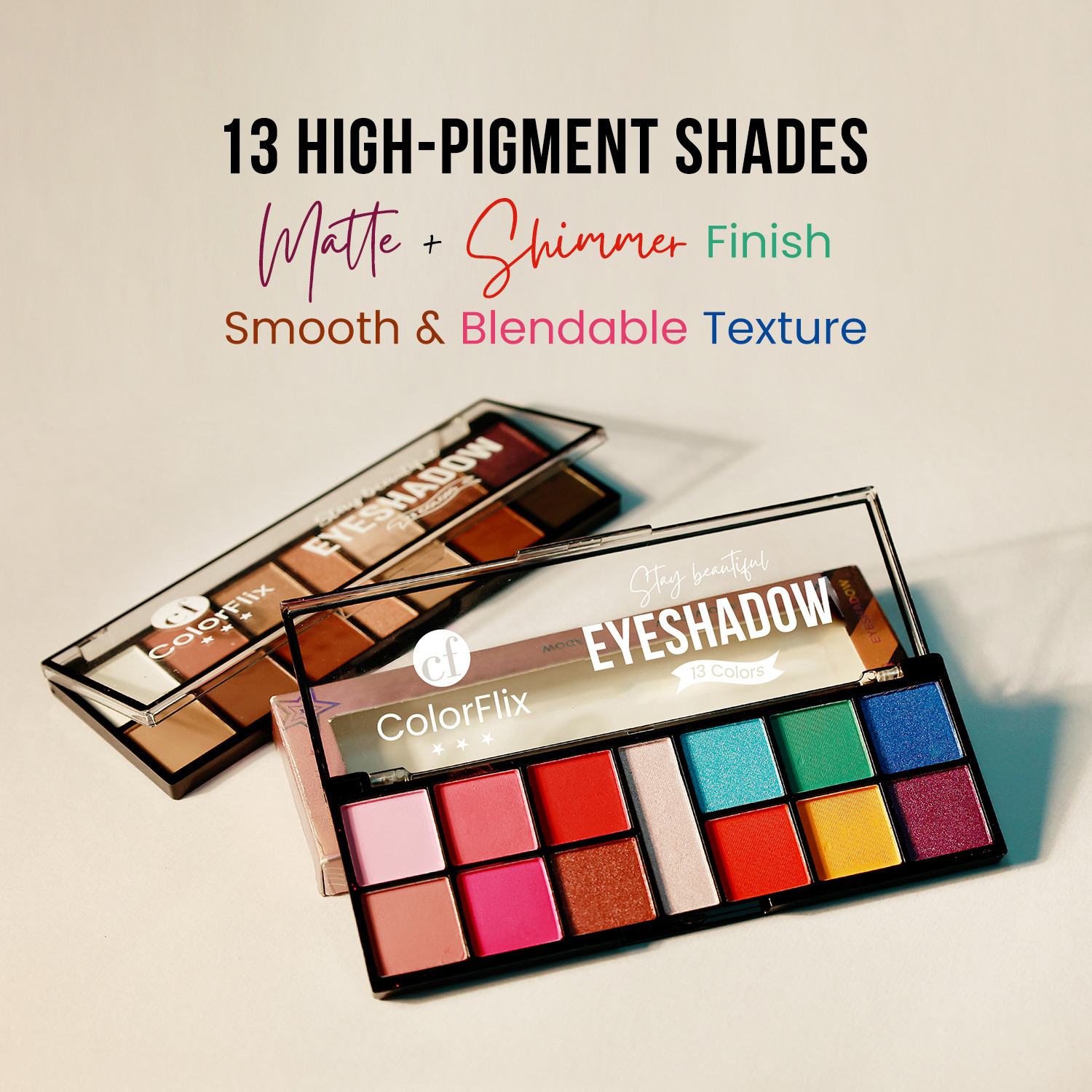 Image of ColorFlix Multi-Color Eyeshadow Palette with Matte & Glitter Shades Highly Pigmented 14 g (Party Tones)