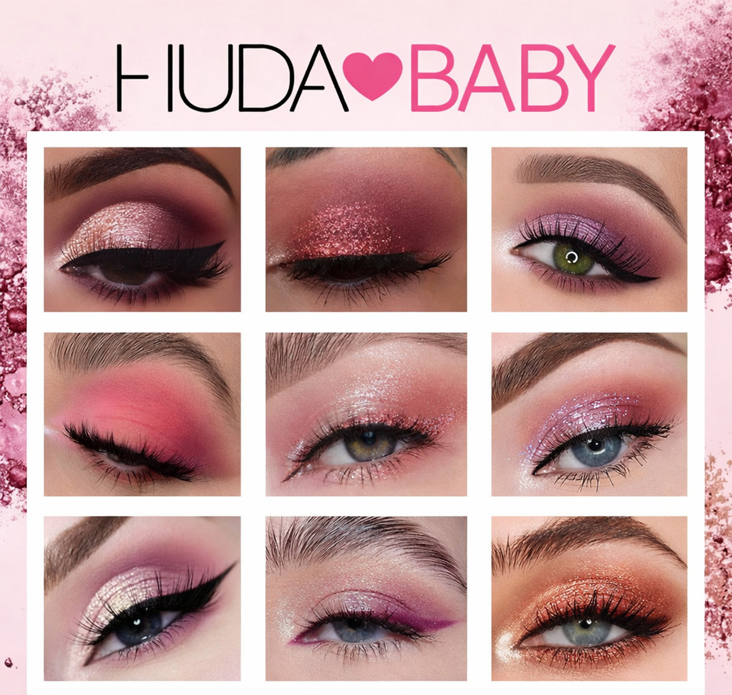 Image of HUDA BABY 18-Color Eyeshadow Palette & 7 Pink Brushes 18 g
