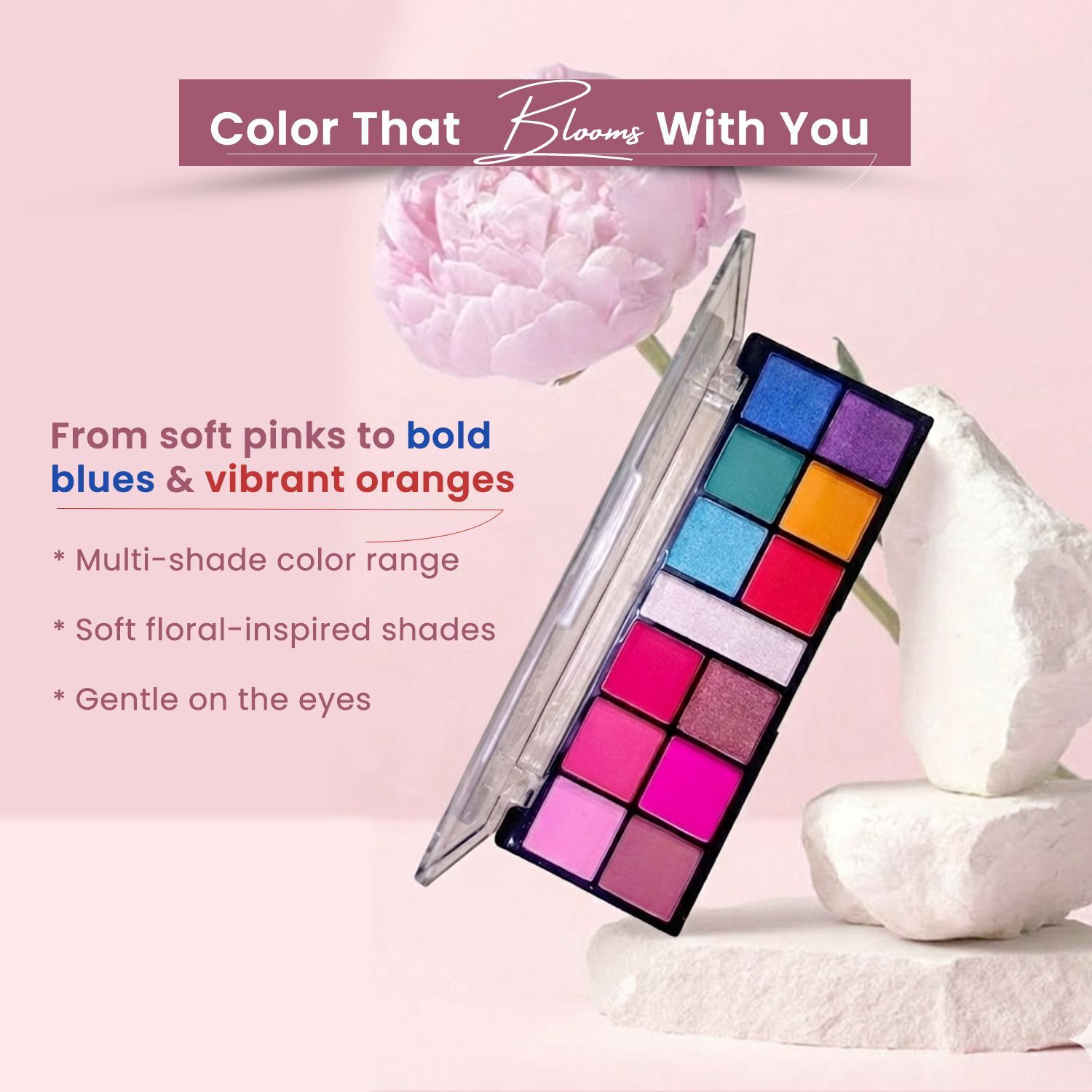Image of ColorFlix Multi-Color Eyeshadow Palette with Matte & Glitter Shades Highly Pigmented 14 g (Party Tones)