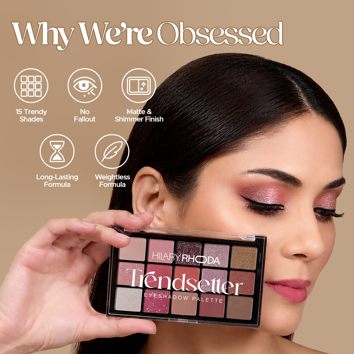 Image of Hilary Rhoda Trendsetter Eyeshadow Palette | Highly Pigmented Shades | Matte & Shimmer Finish 15 g
