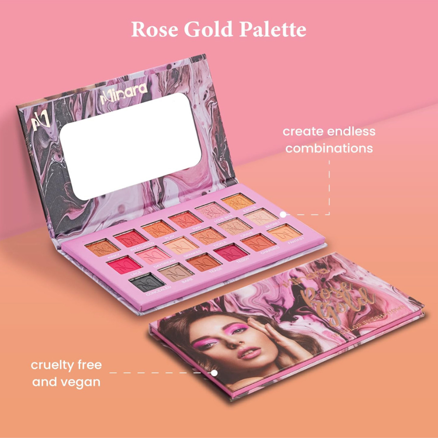 Image of MINARA Rose Gold Eye Shadow Palettes (18+18 colors) 36 g