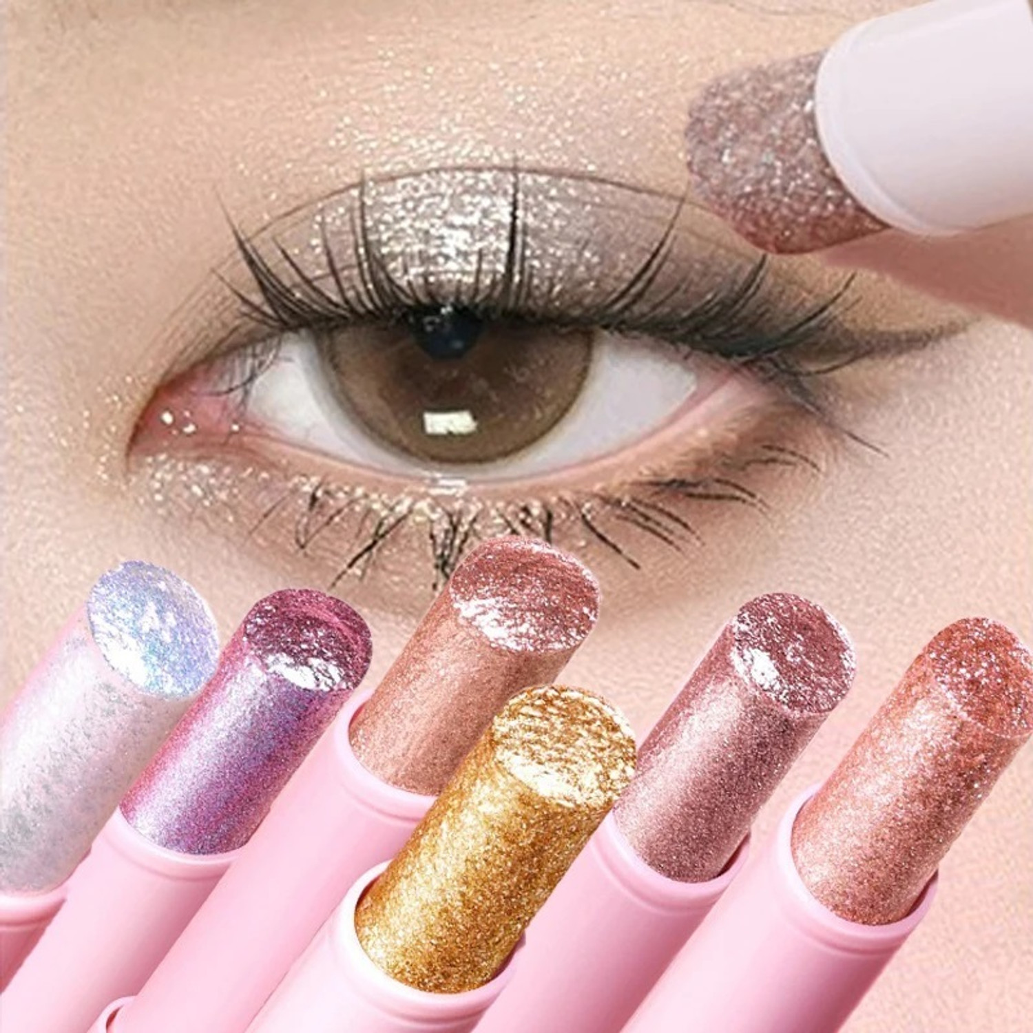 Image of MYEONG Six-Color Shimmering Pearl Eye Highlighter High-Gloss Effect Stick 18 g