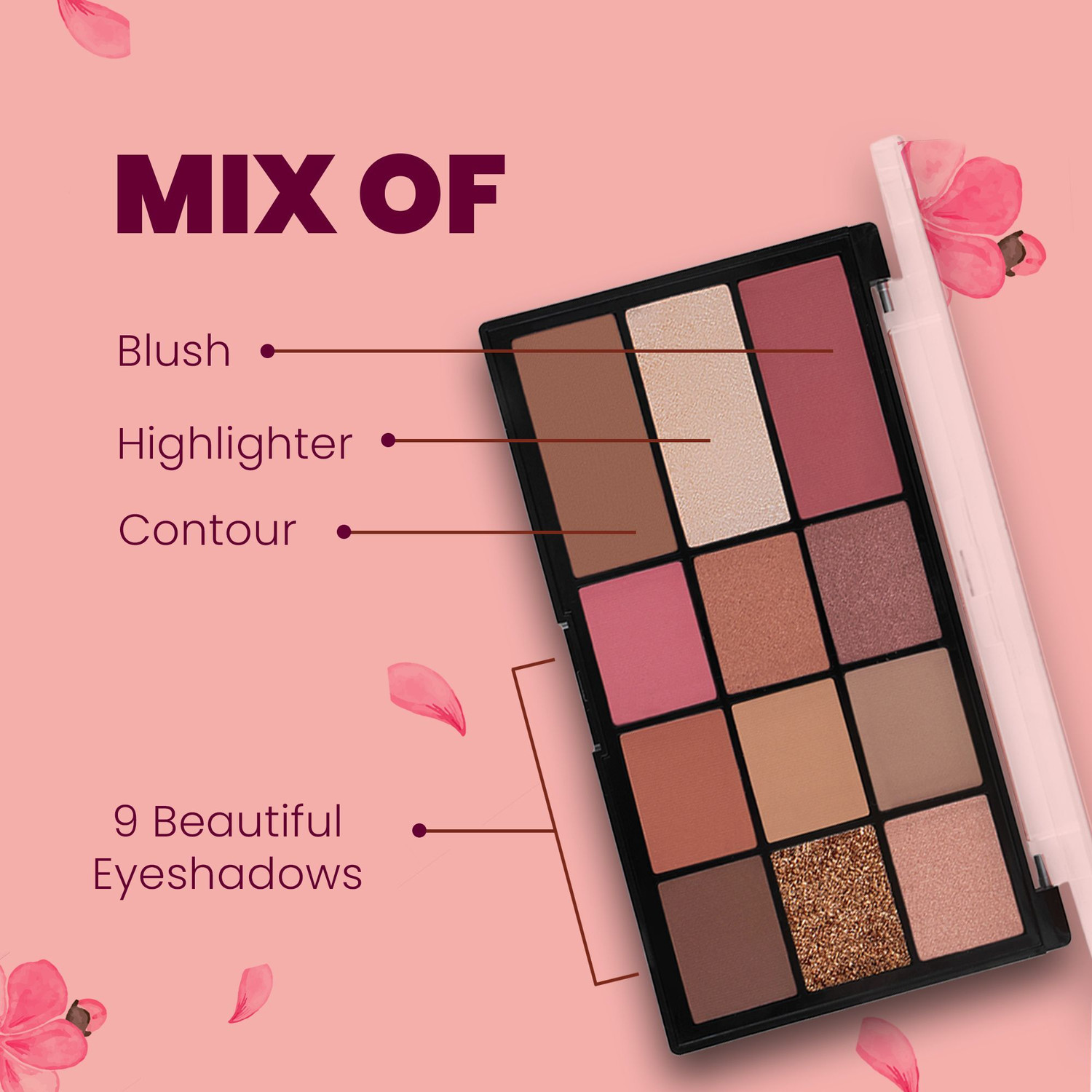 Image of MARS 9 Shade Eyeshdow With Highlighter Blusher and Bronzer 21.5 g