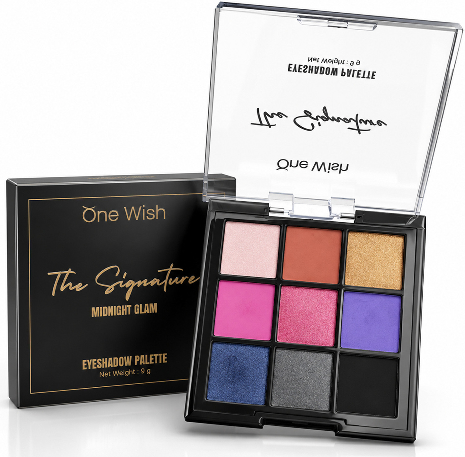 One Wish The Signature Midnight Glam Eyeshadow Palette | High Pigment Matte & Shimmer 9 g