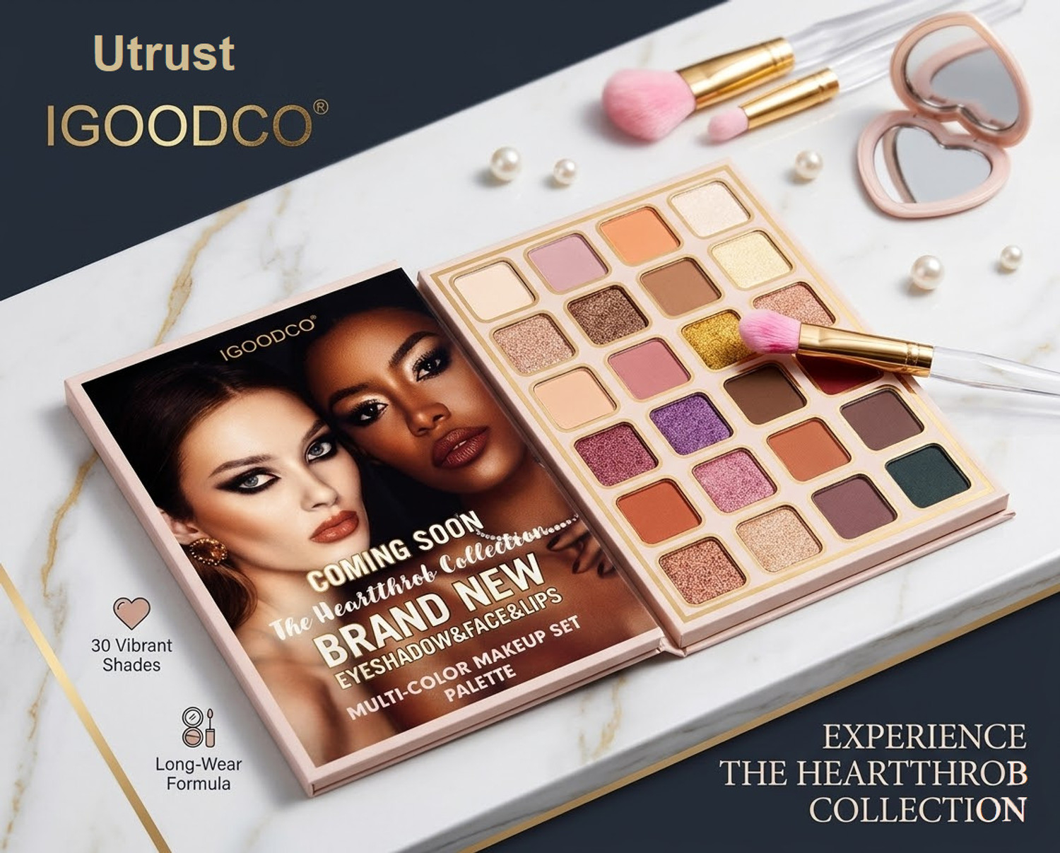 Image of IGOODCO Makeup Gift Set for Women: Pigmented Eyeshadow & Lip Cream Kit 400 g