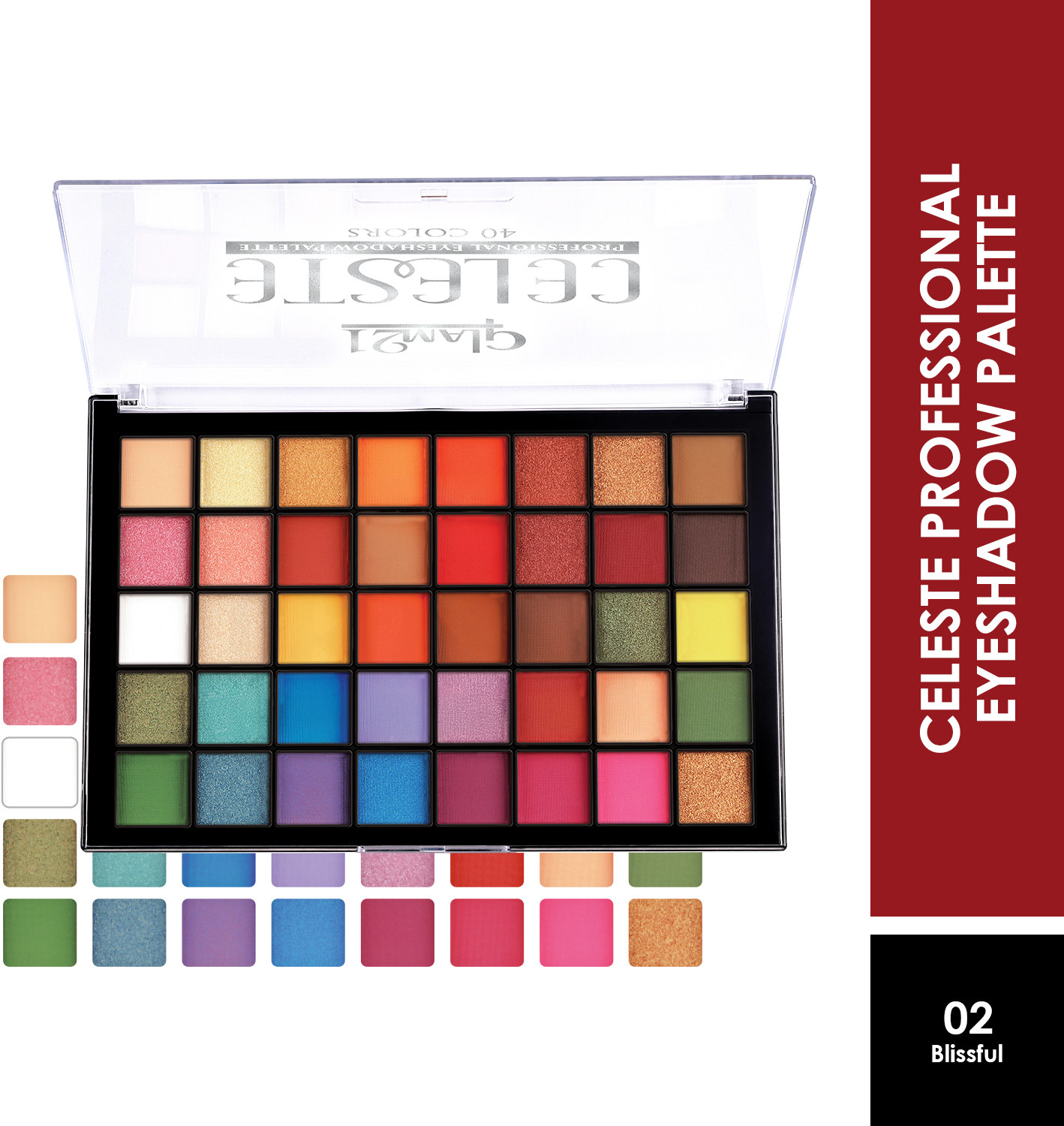 Image of Glam21 Celeste Professional Eyeshadow Palette in 40 Shades | Highly Pigmented Formula 50 g
