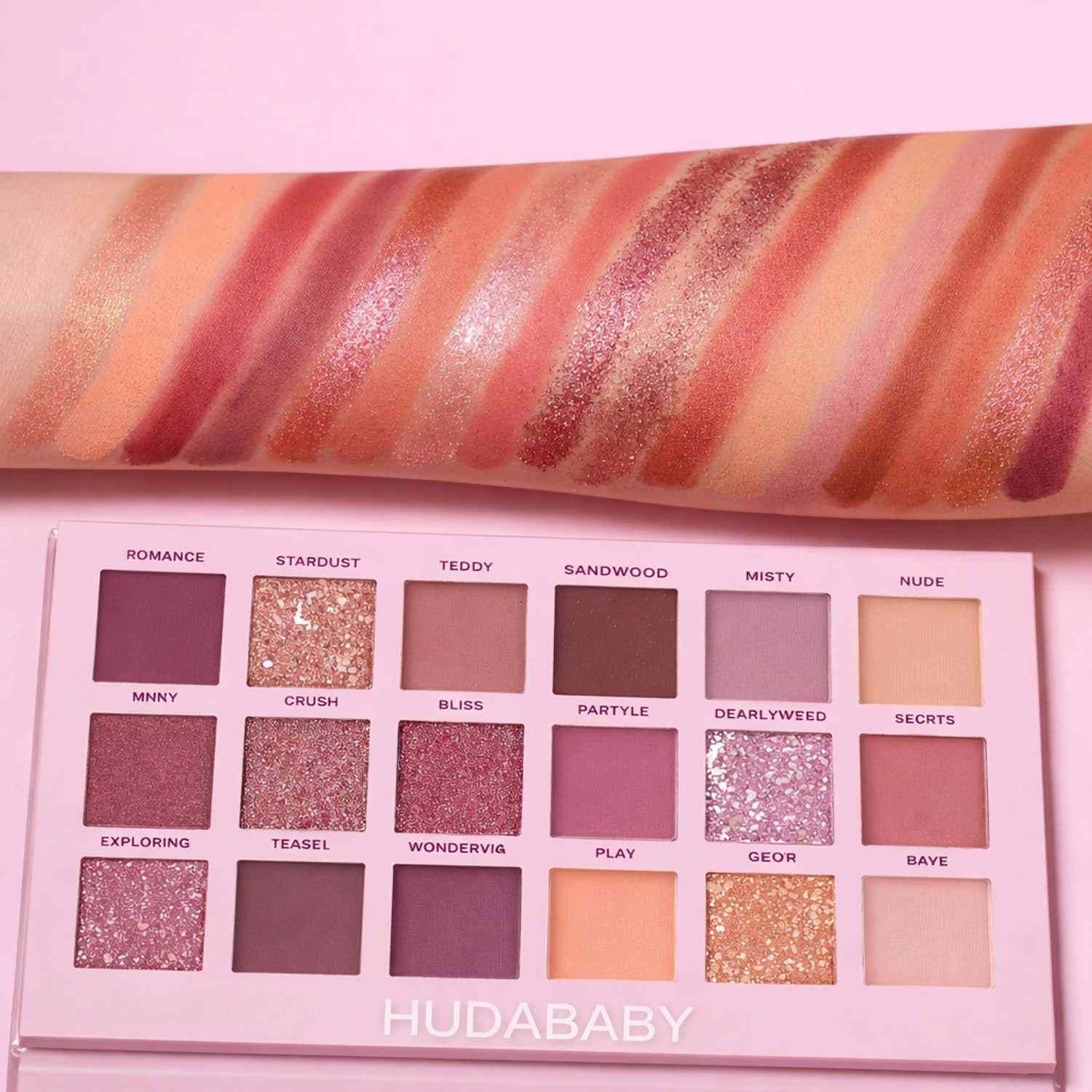 Image of HUDA BABY 18-Color Eyeshadow Palette & 7 Pink Brushes 18 g