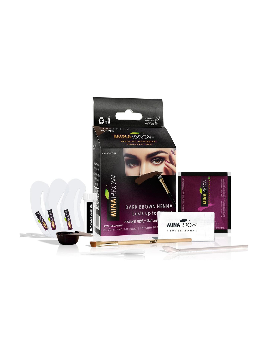 MinaiBrow Henna Eyebrow Enhancer Kit | Lasts Upto 7 Day's | 1 g