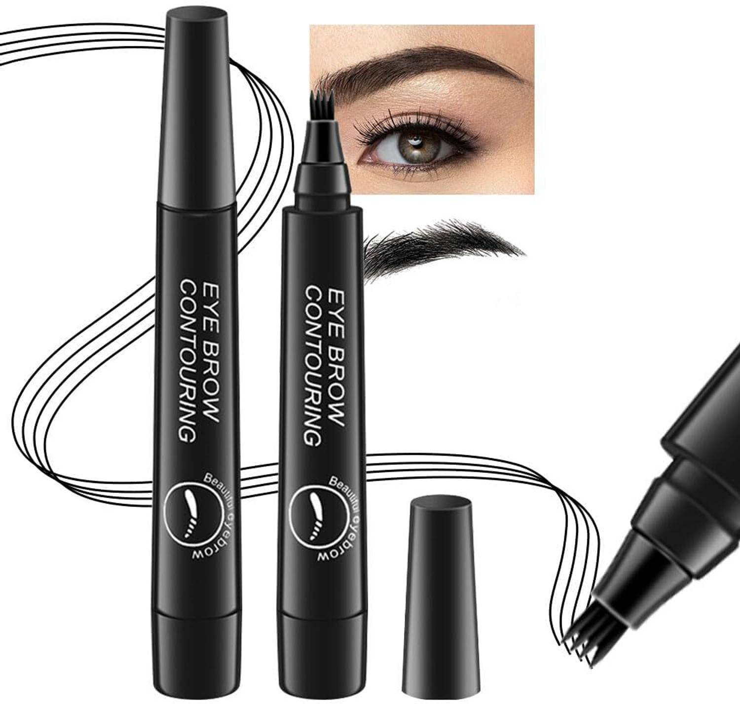 AVALENT 4 Point Eyebrow Pencil Black – Waterproof, Smudge-Proof & Long-Lasting Pen