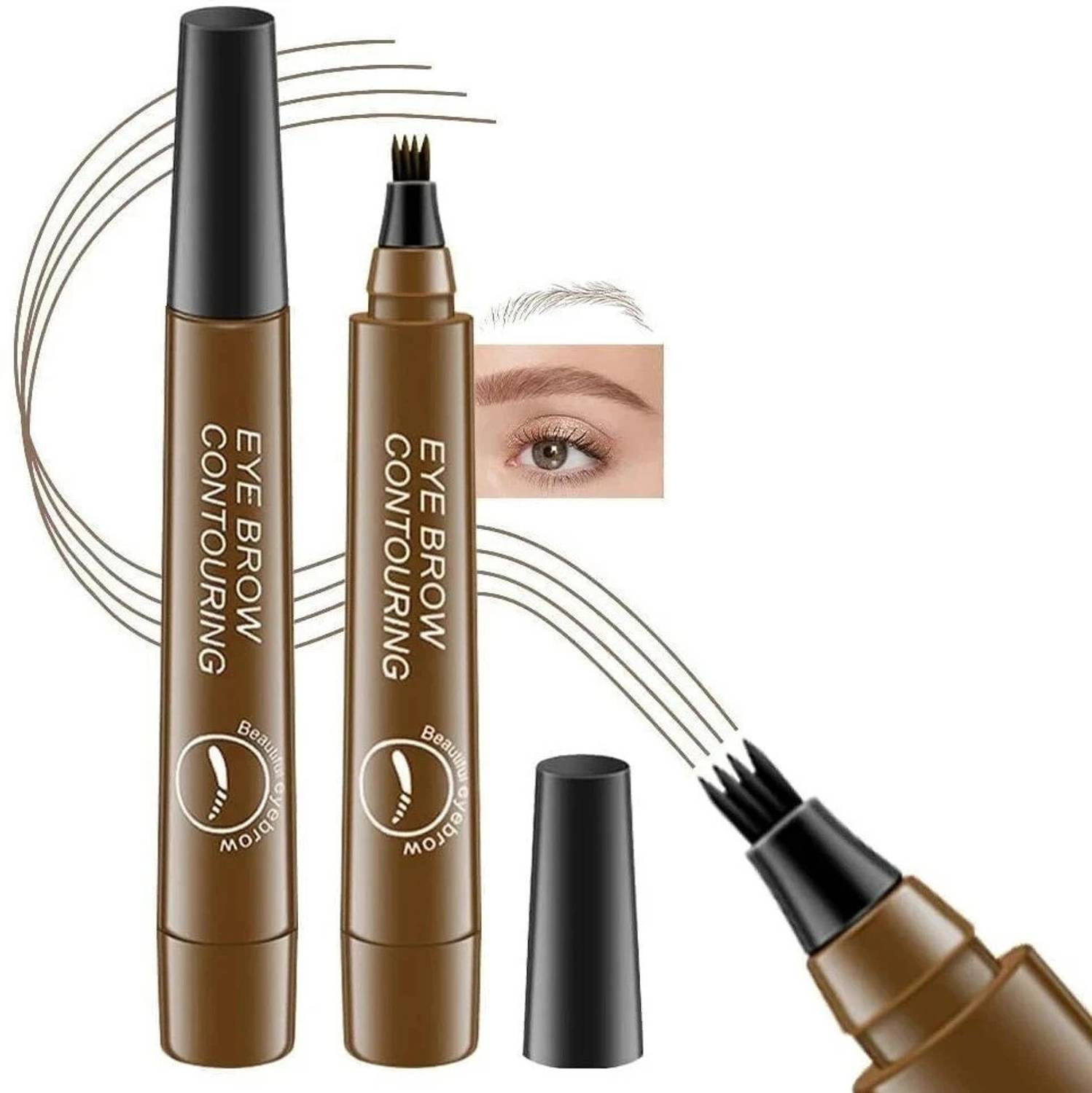 4MYL Eyebrow Pencil with Micro-Fork Tip - Waterproof Tattoo Eyebrow Pen with 4 Points