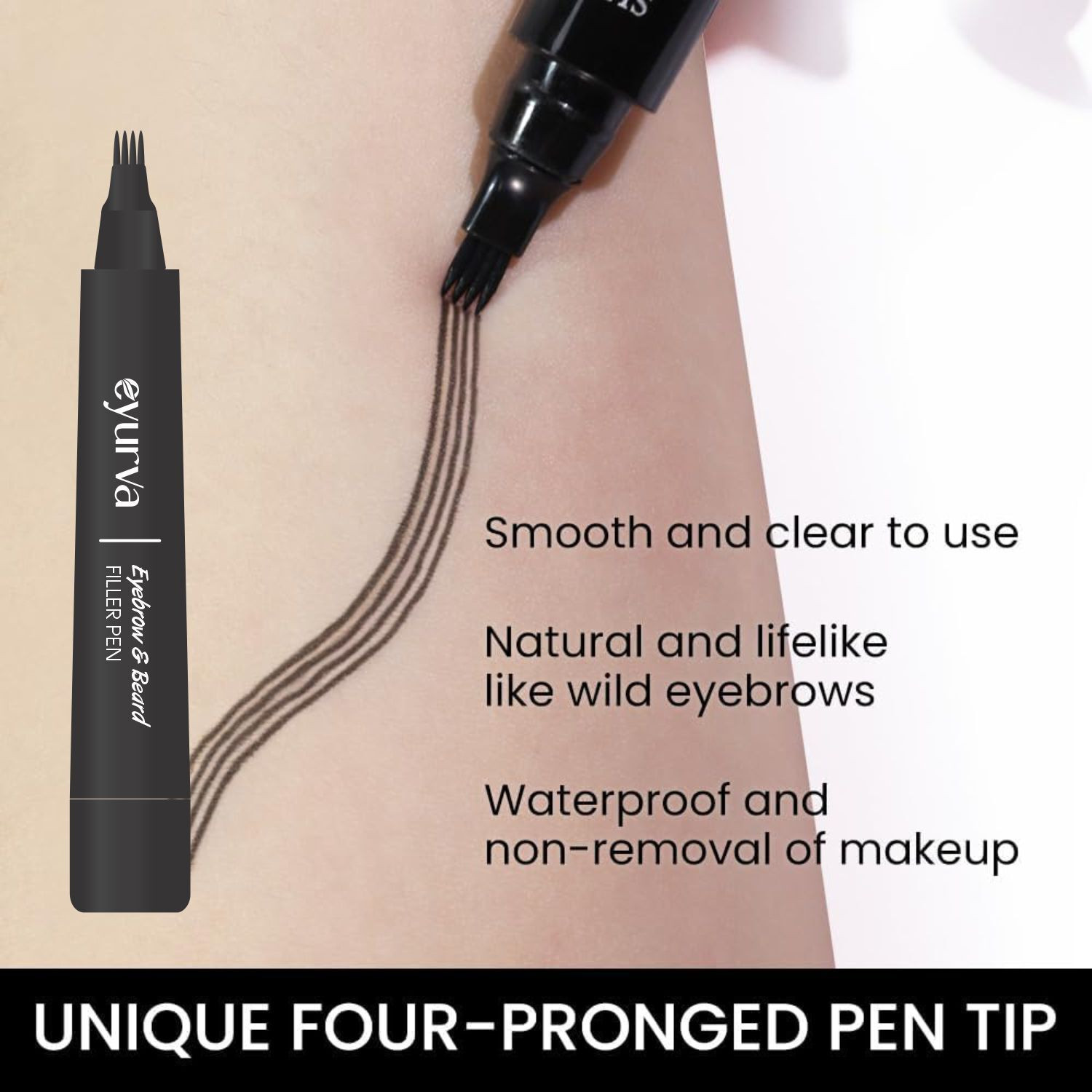 Image of eyurva eyebrow contouring pen | waterproof eyebrow pen with 4 Micro Fork Tip