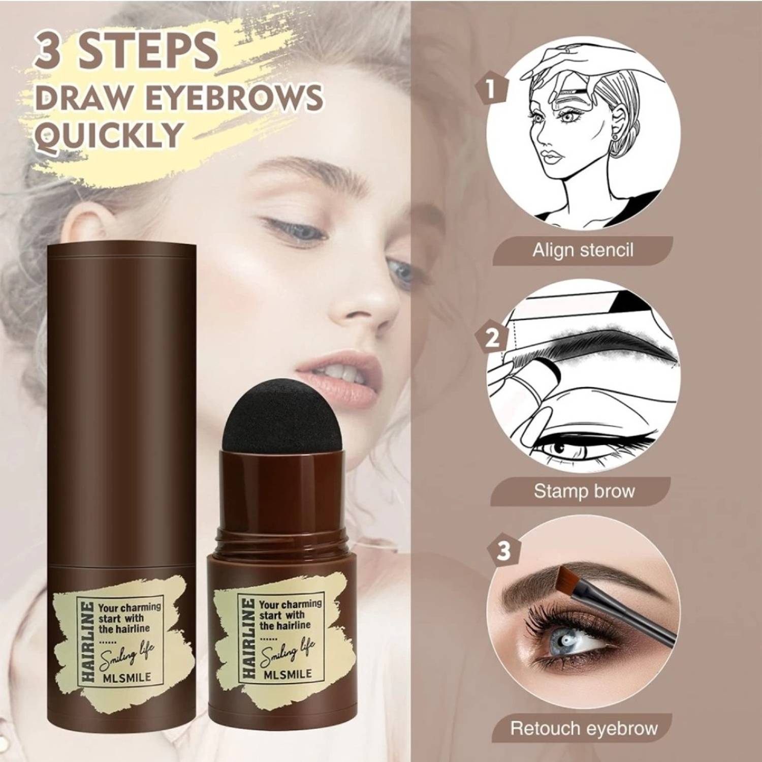 brown blush Eyebrow Stamp Shaping Kit One Step Brow Stamp Waterproof Eyebrow Stencil