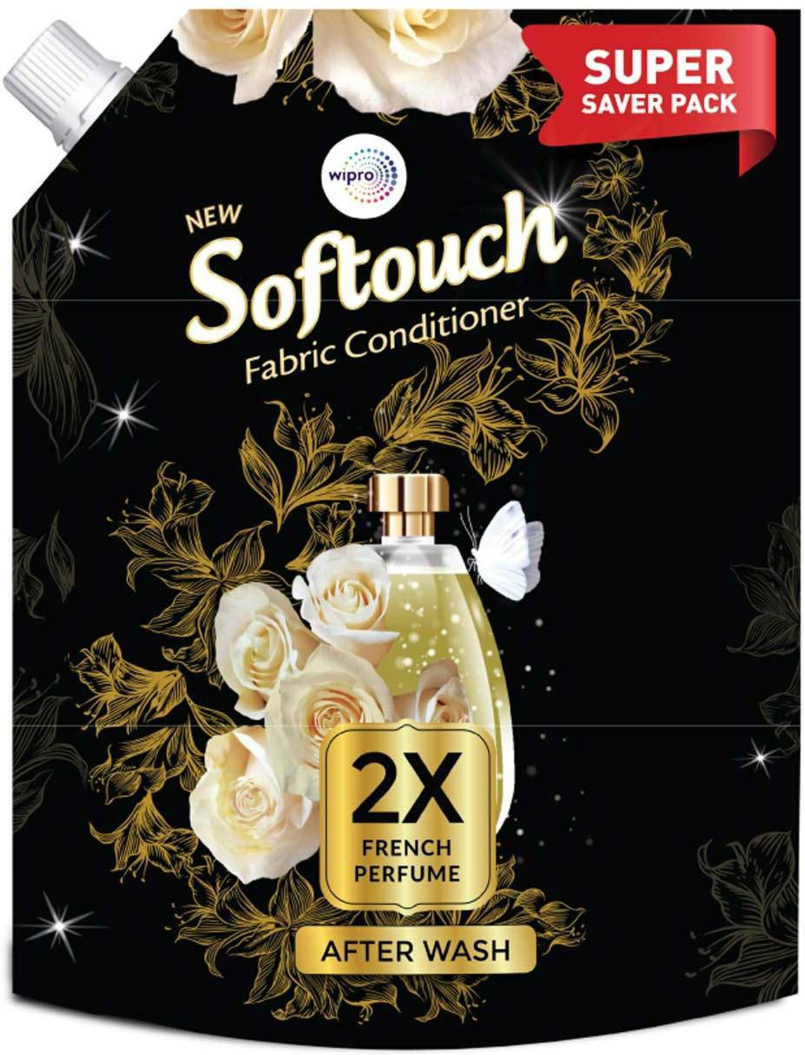 Image of Softouch by Wipro 2X French Perfume Liquid Fabric Conditioner with French Rose & Jasmine