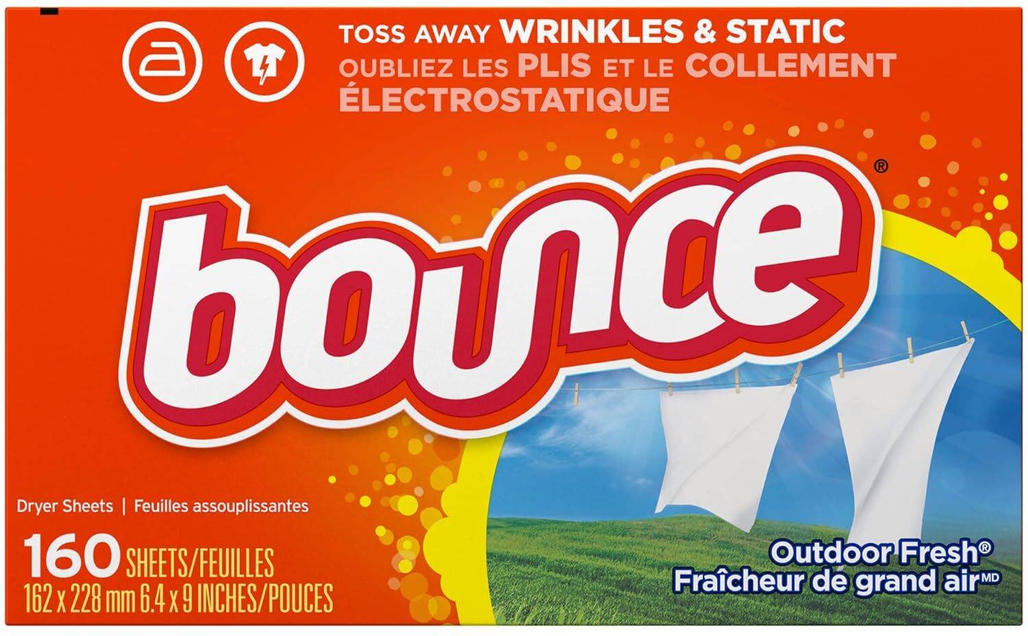 Bounce Dryer Sheets - Outdoor Fresh - 160 ct