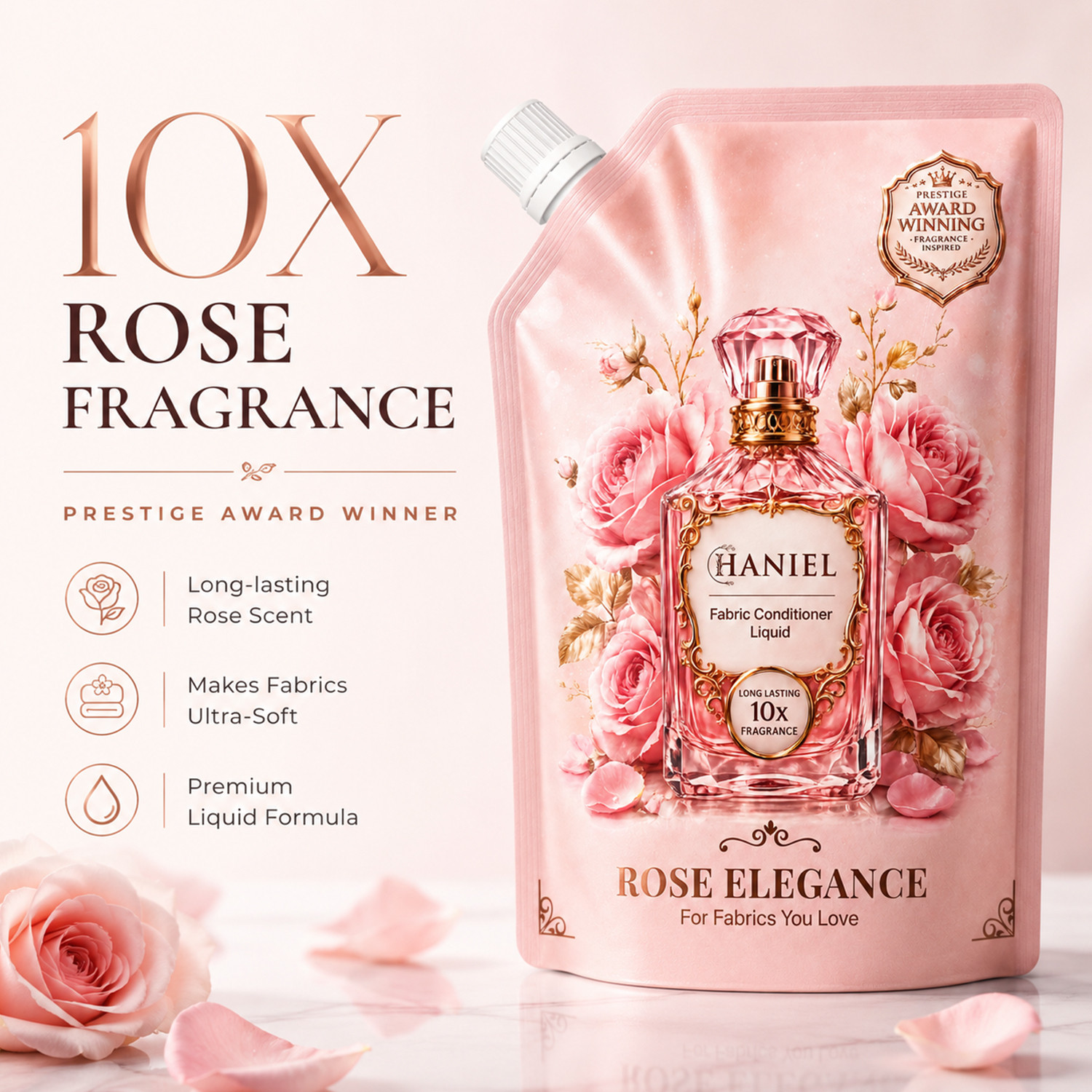 Image of haniel Rose Elegance Fabric Conditioner Liquid, Long Lasting 10X Fragrance