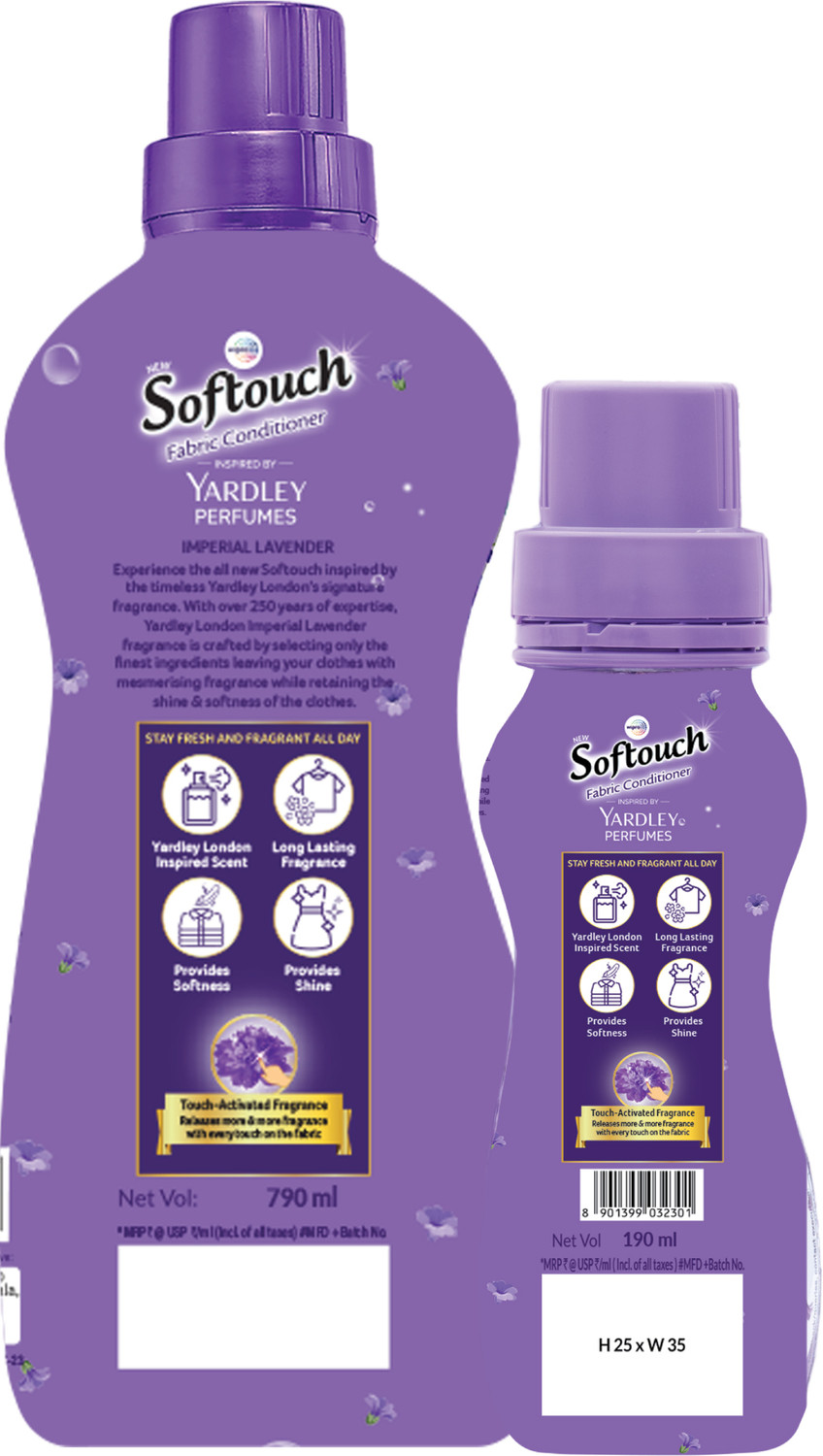 Image of Softouch Yardley Imperial Lavender 790ml + 190ml Long Last Fragrance (2 x 490 ml)